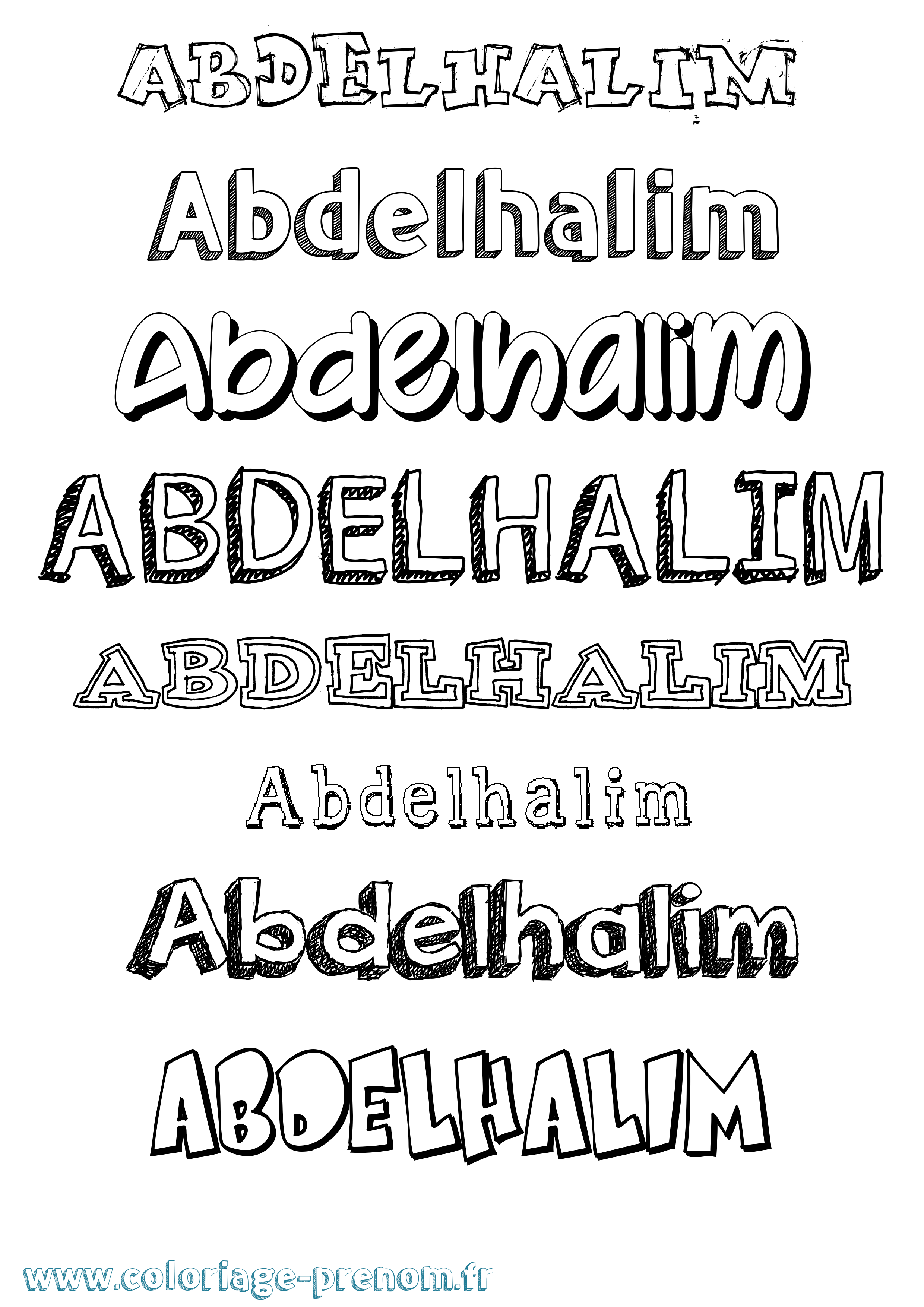 Coloriage prénom Abdelhalim Dessiné