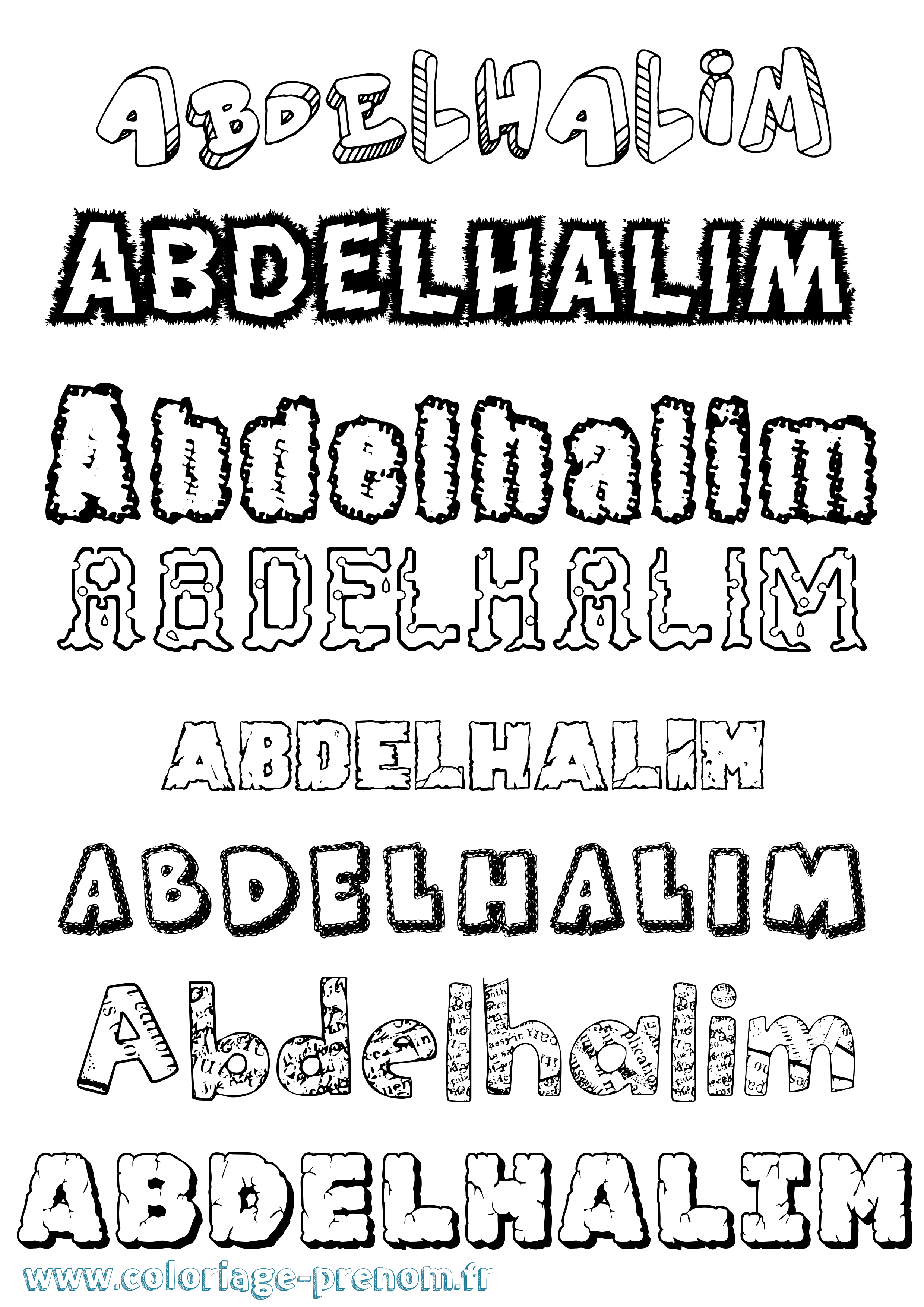 Coloriage prénom Abdelhalim Destructuré