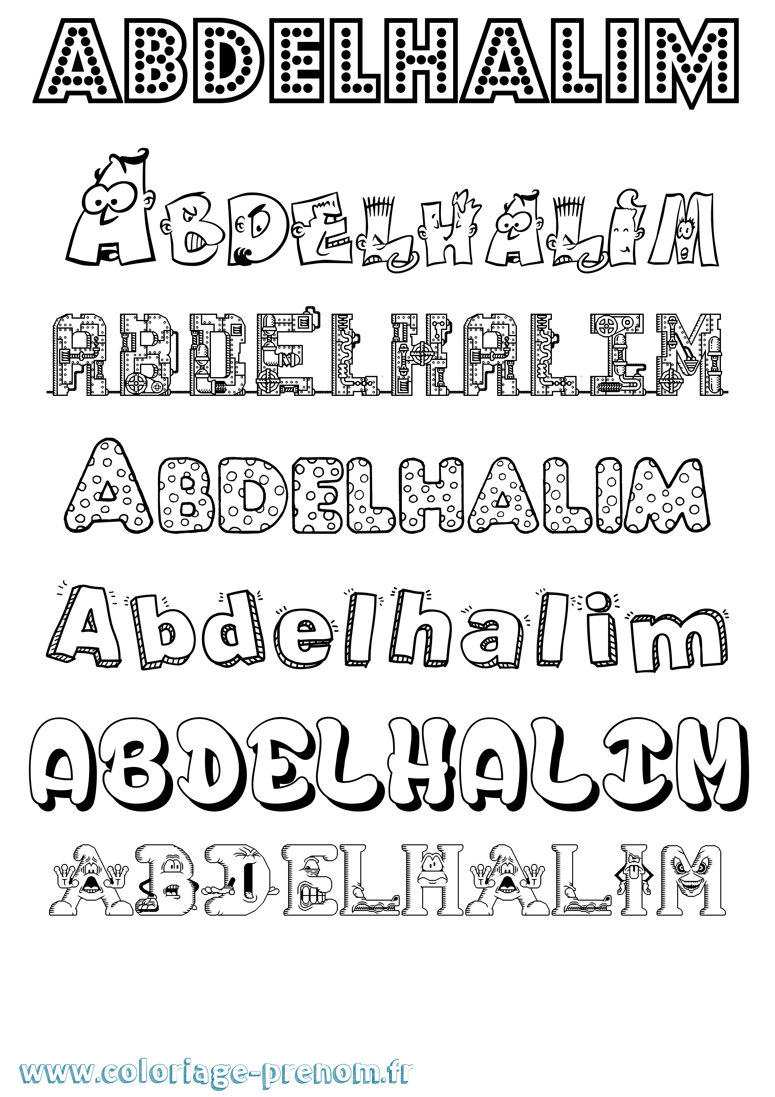 Coloriage prénom Abdelhalim Fun