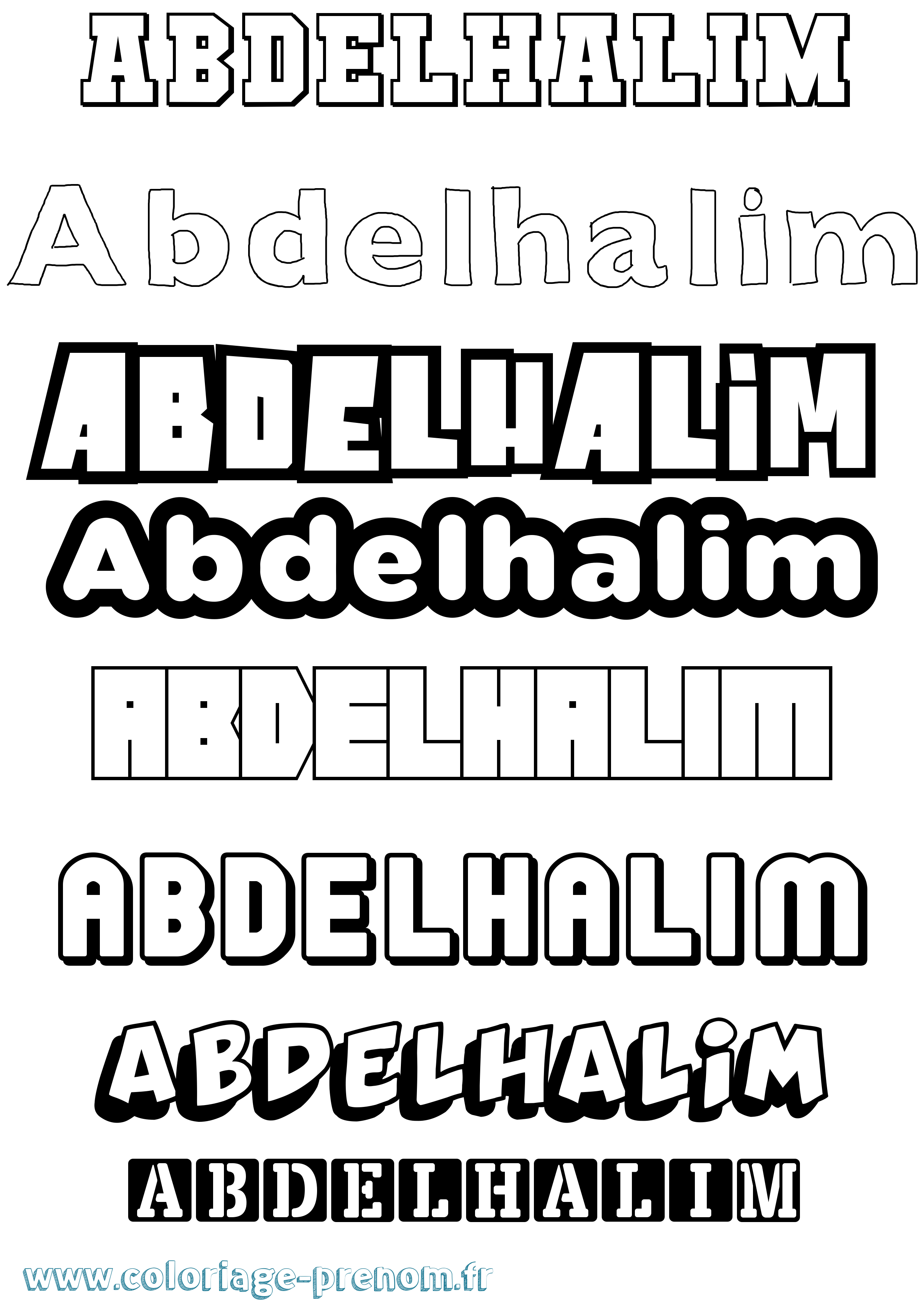 Coloriage prénom Abdelhalim Simple
