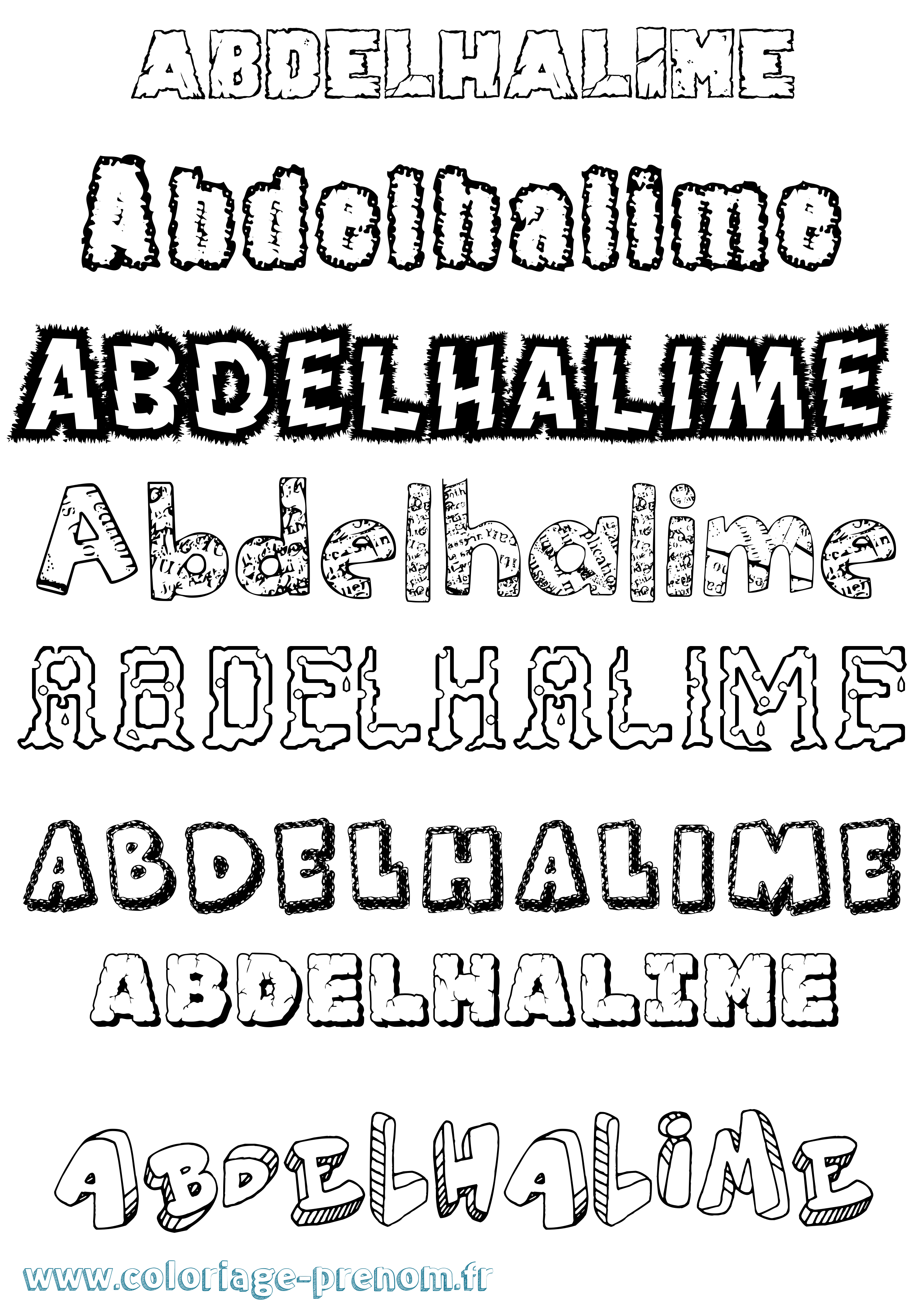 Coloriage prénom Abdelhalime Destructuré