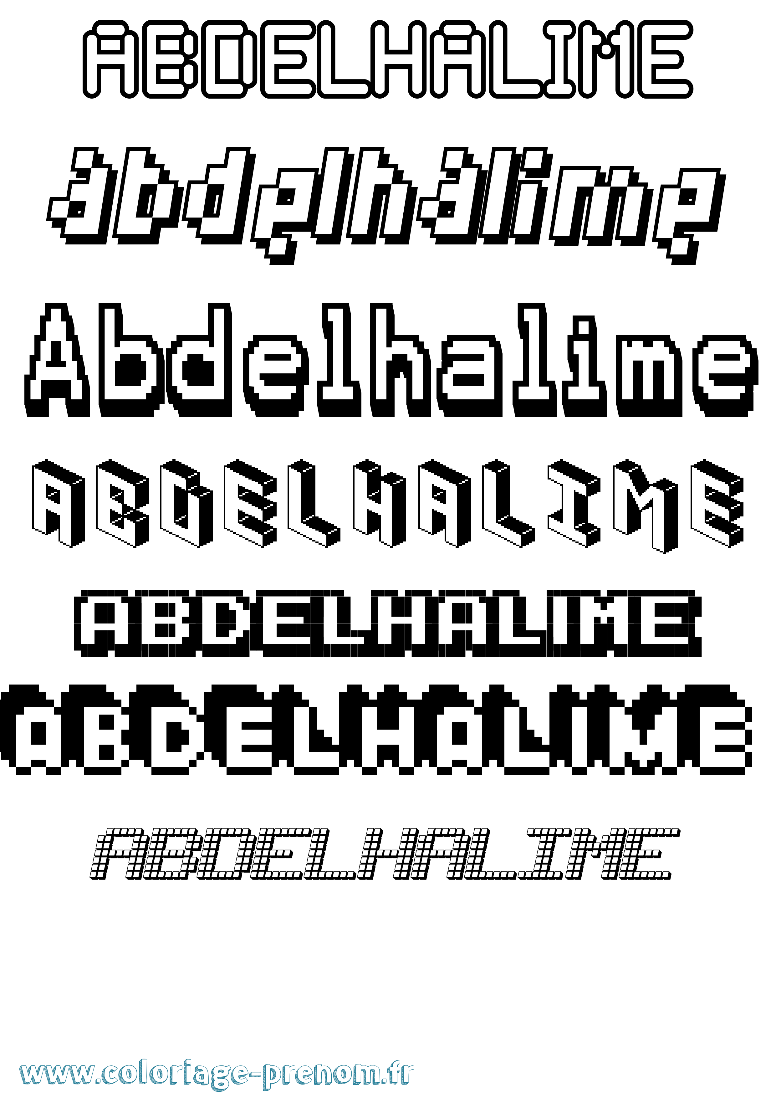 Coloriage prénom Abdelhalime Pixel