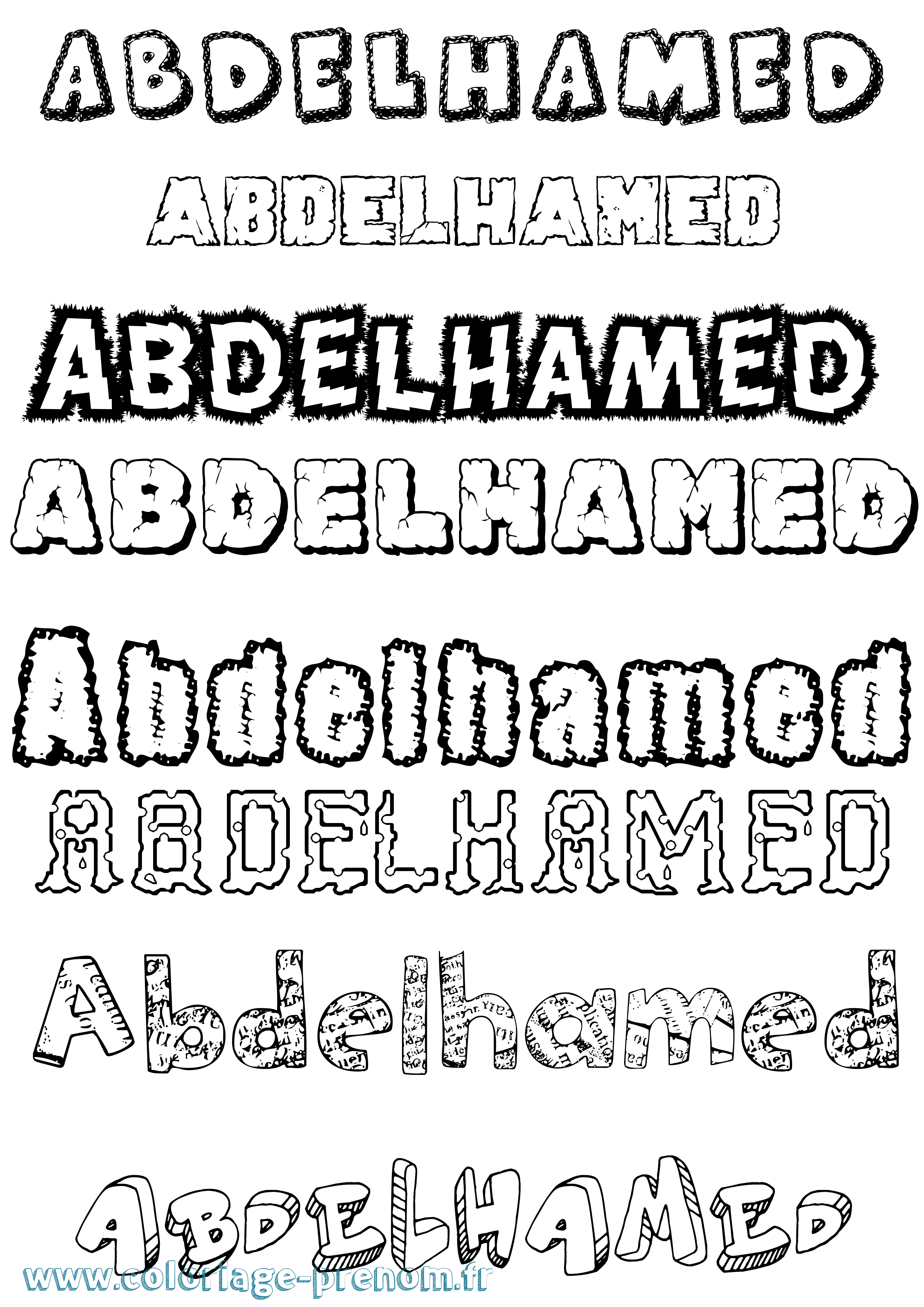 Coloriage prénom Abdelhamed Destructuré