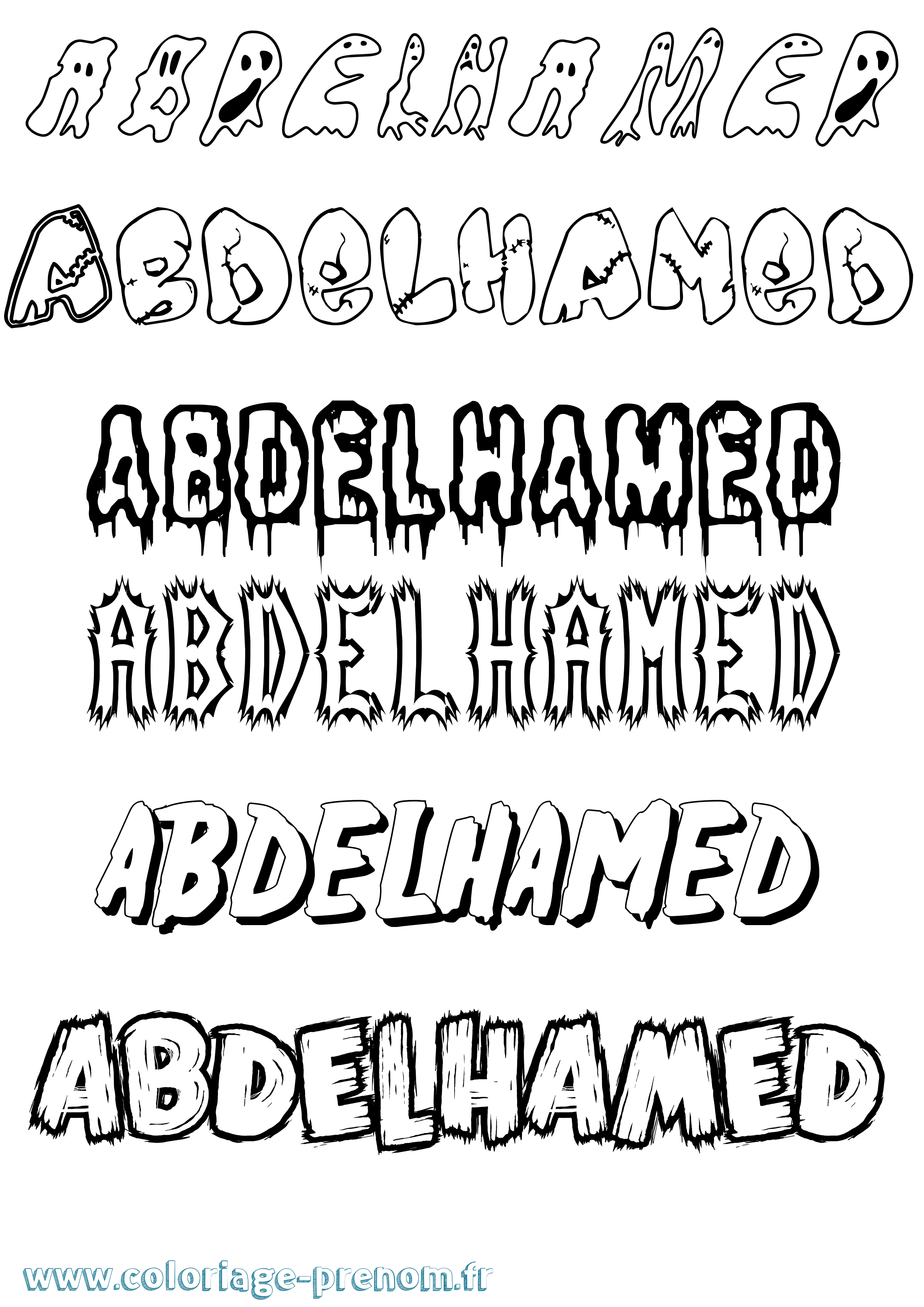 Coloriage prénom Abdelhamed Frisson