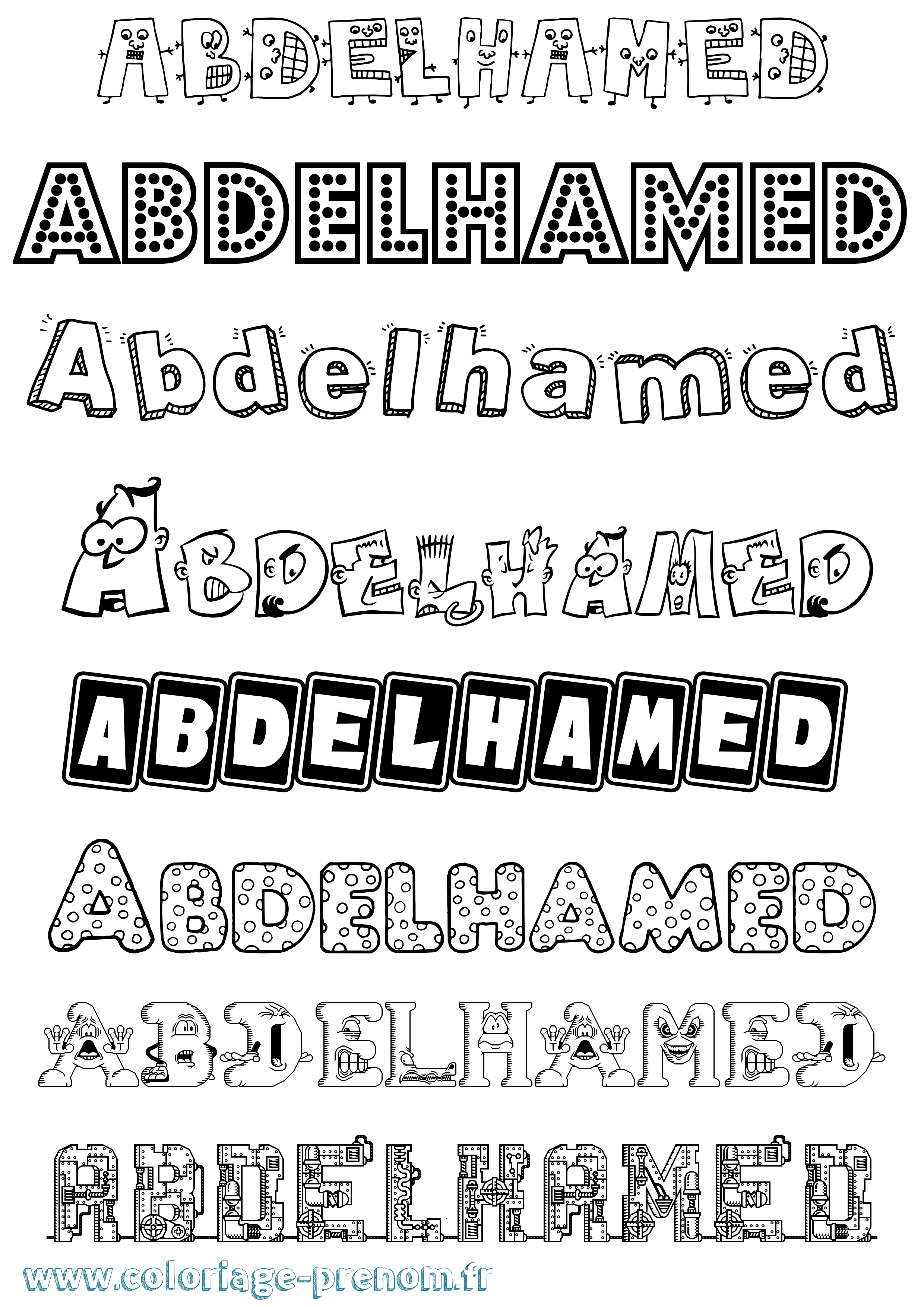 Coloriage prénom Abdelhamed Fun