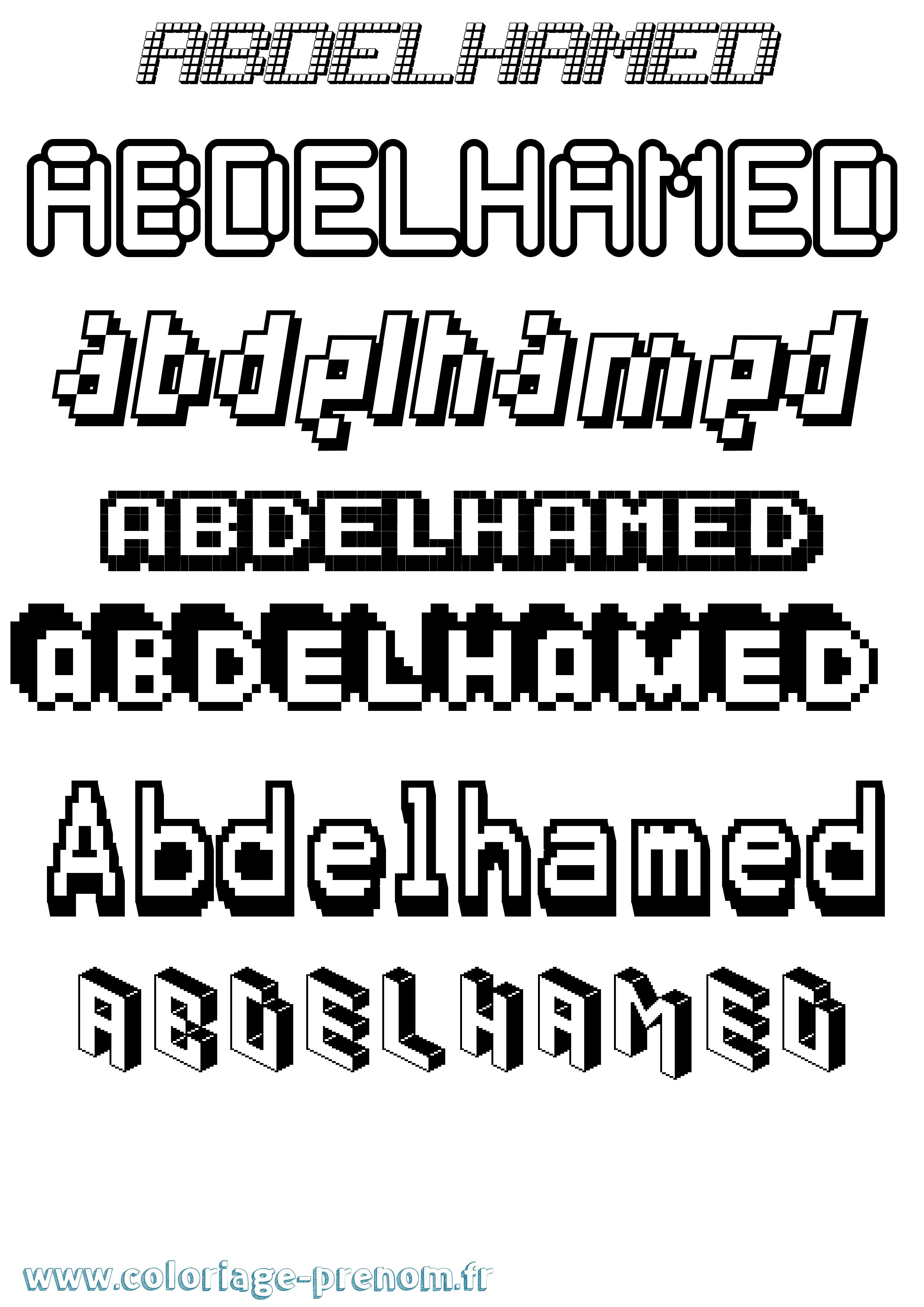 Coloriage prénom Abdelhamed Pixel
