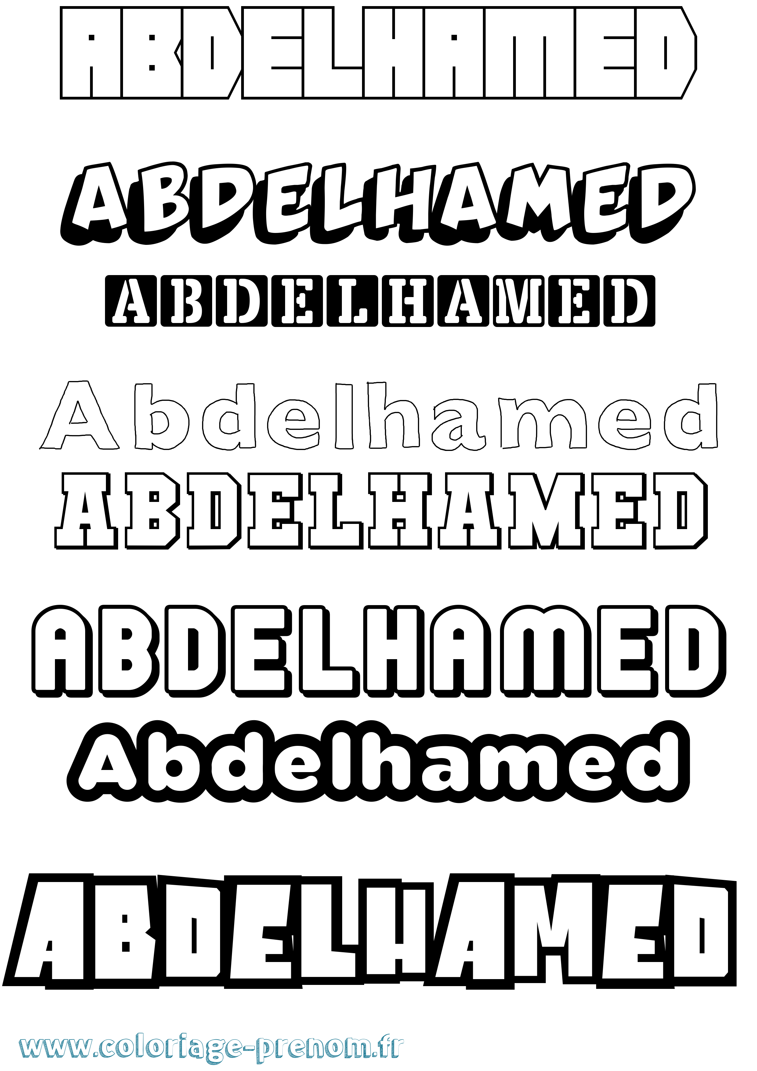 Coloriage prénom Abdelhamed Simple