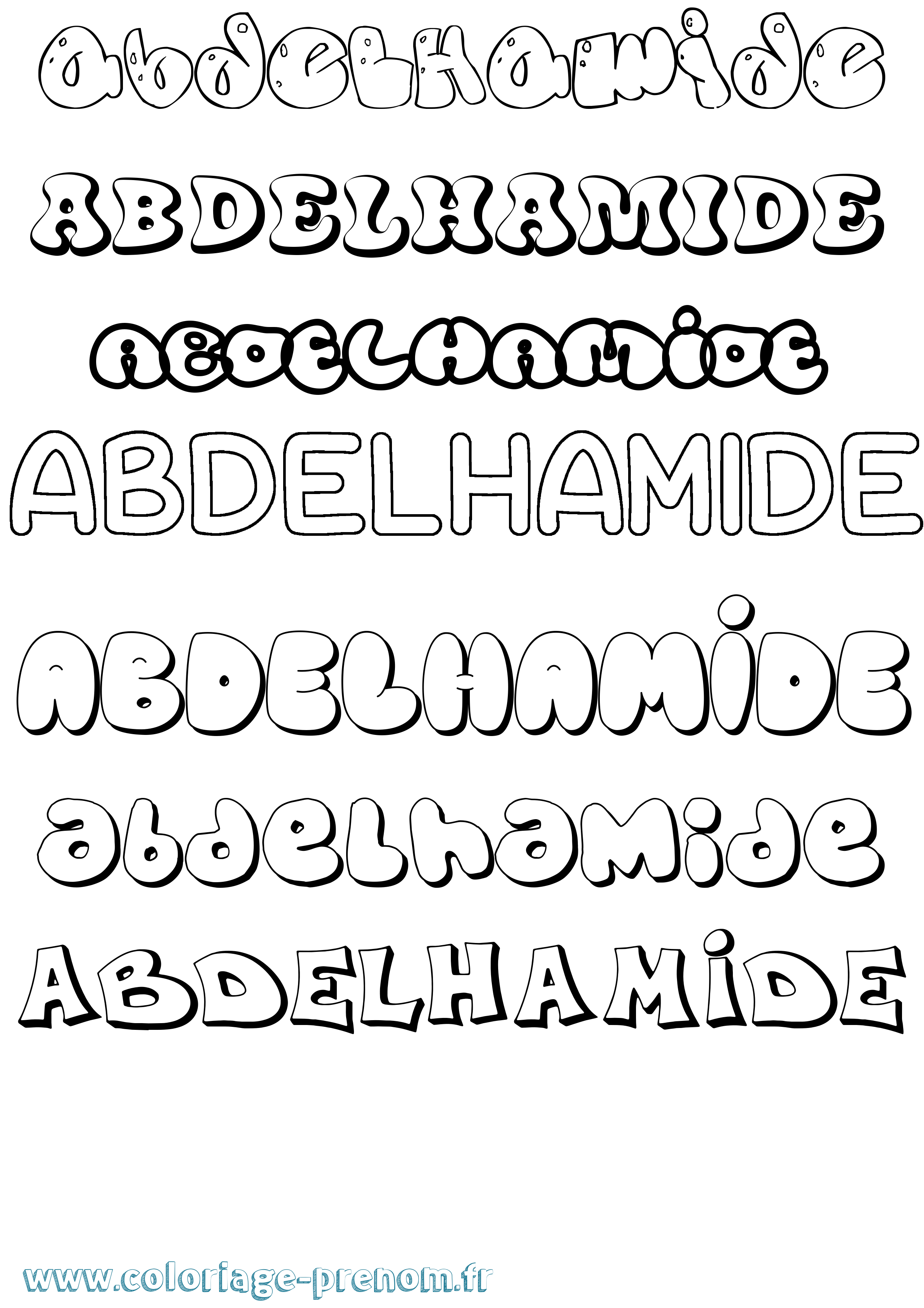 Coloriage Abdelhamide Bubble Coloriage prénom Abdelhamide Bubble