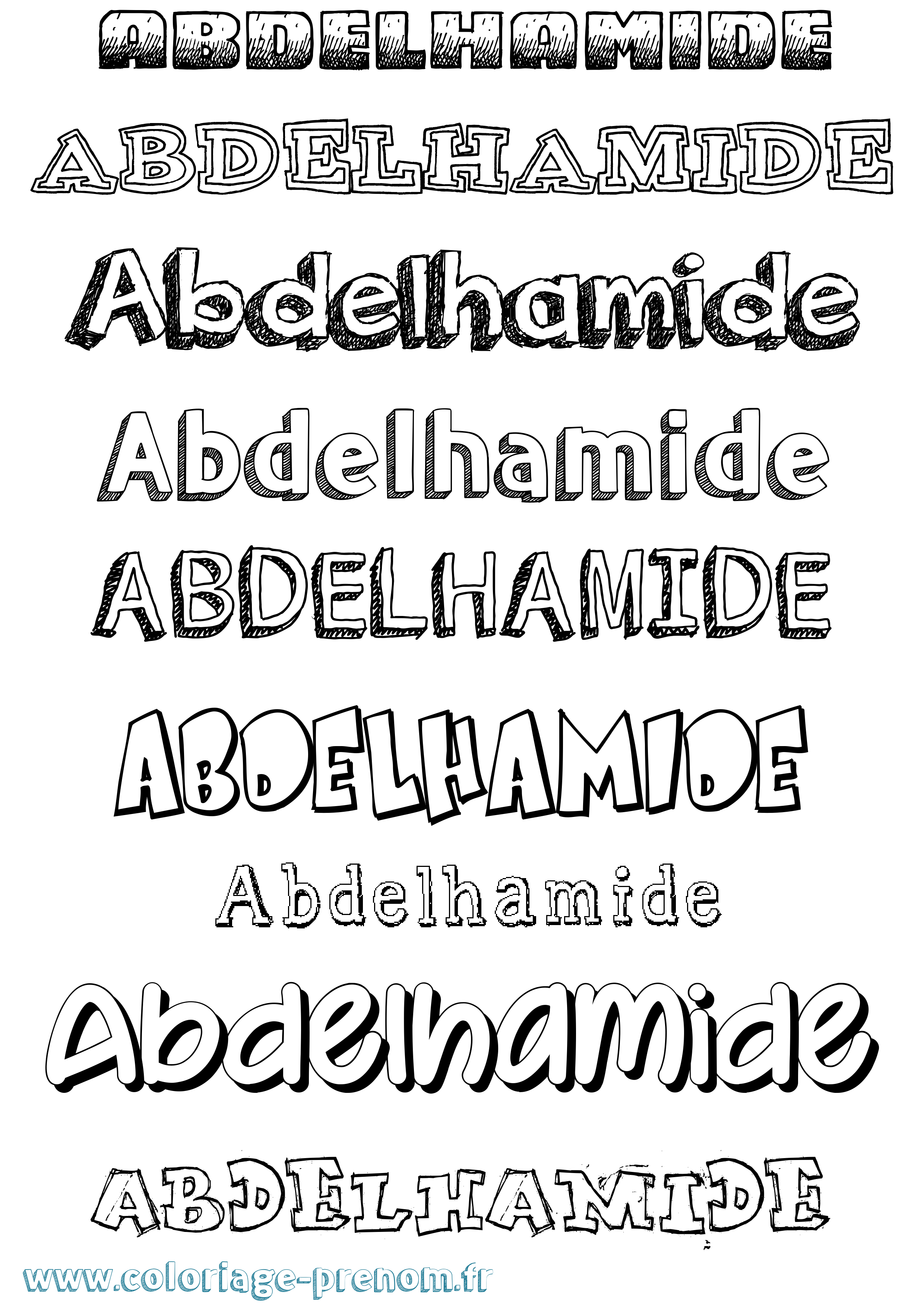 Coloriage prénom Abdelhamide Dessiné