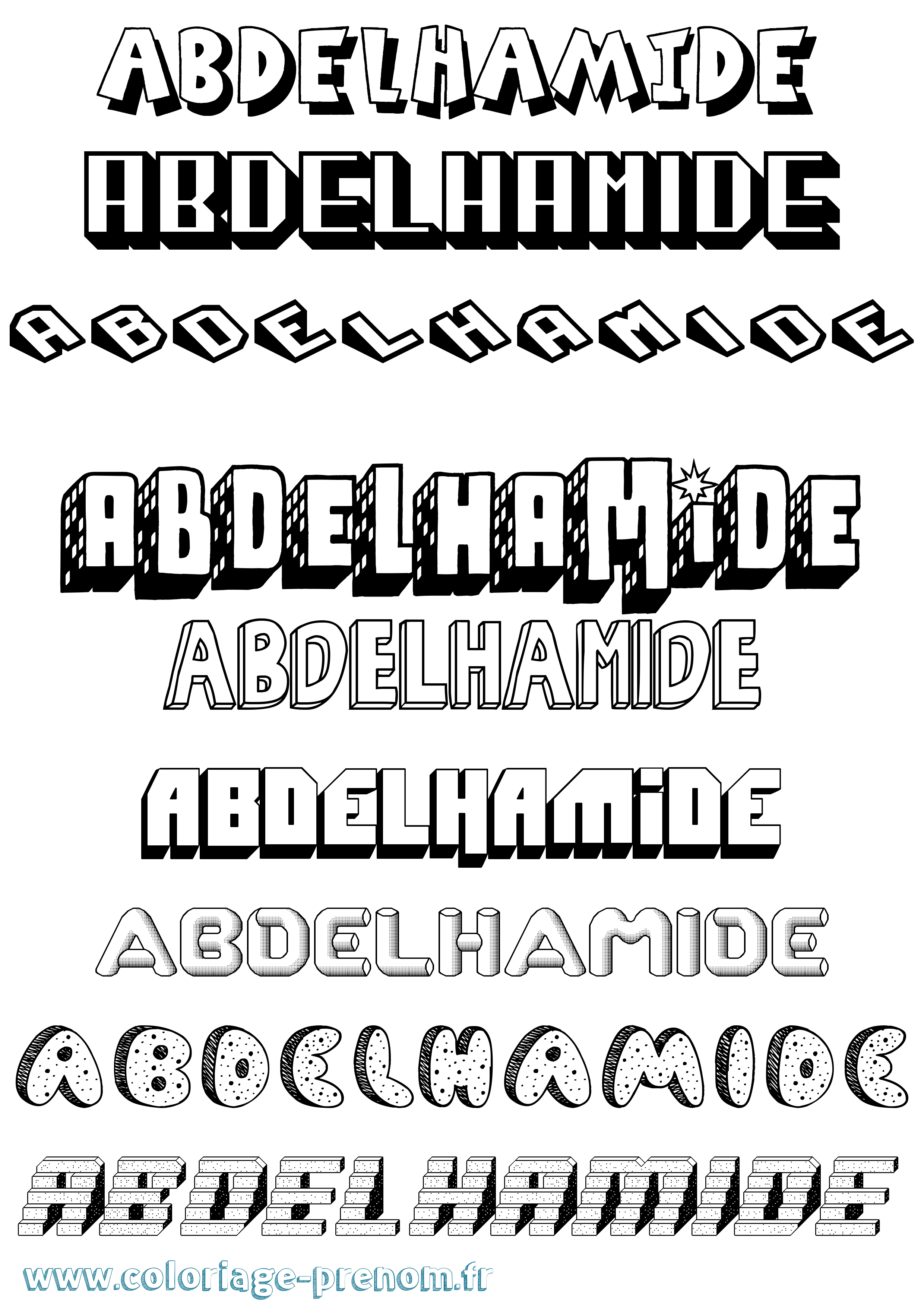 Coloriage Abdelhamide Effet 3D Coloriage prénom Abdelhamide Effet 3D