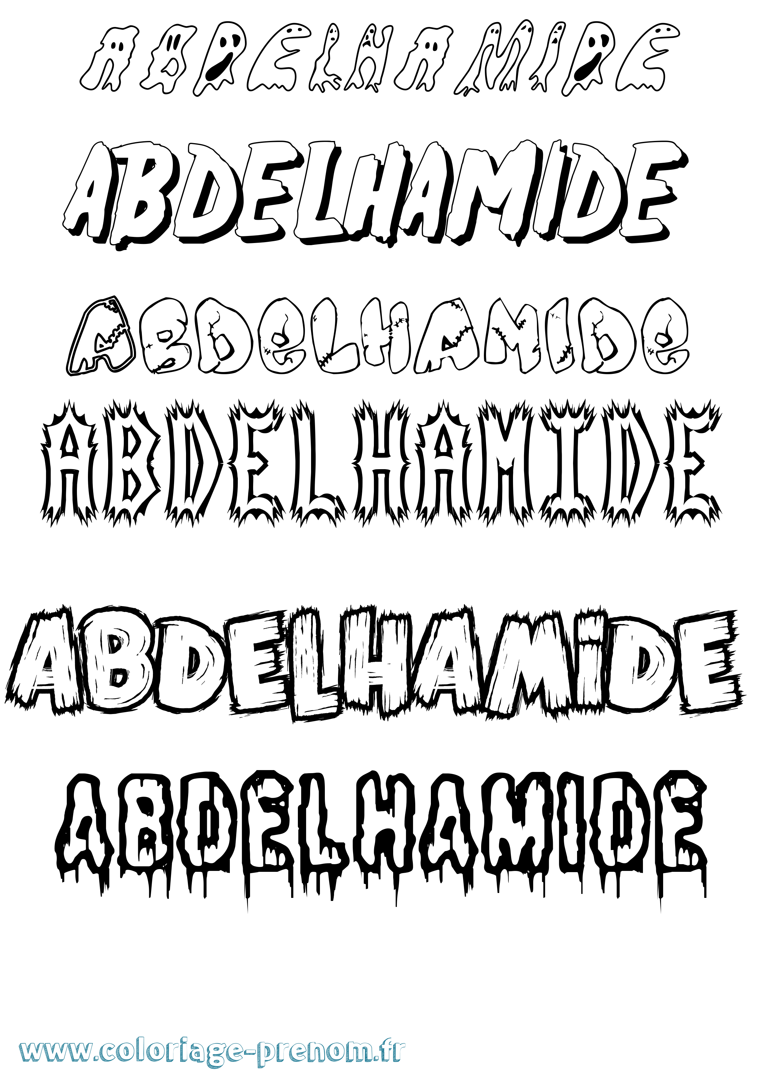 Coloriage prénom Abdelhamide Frisson