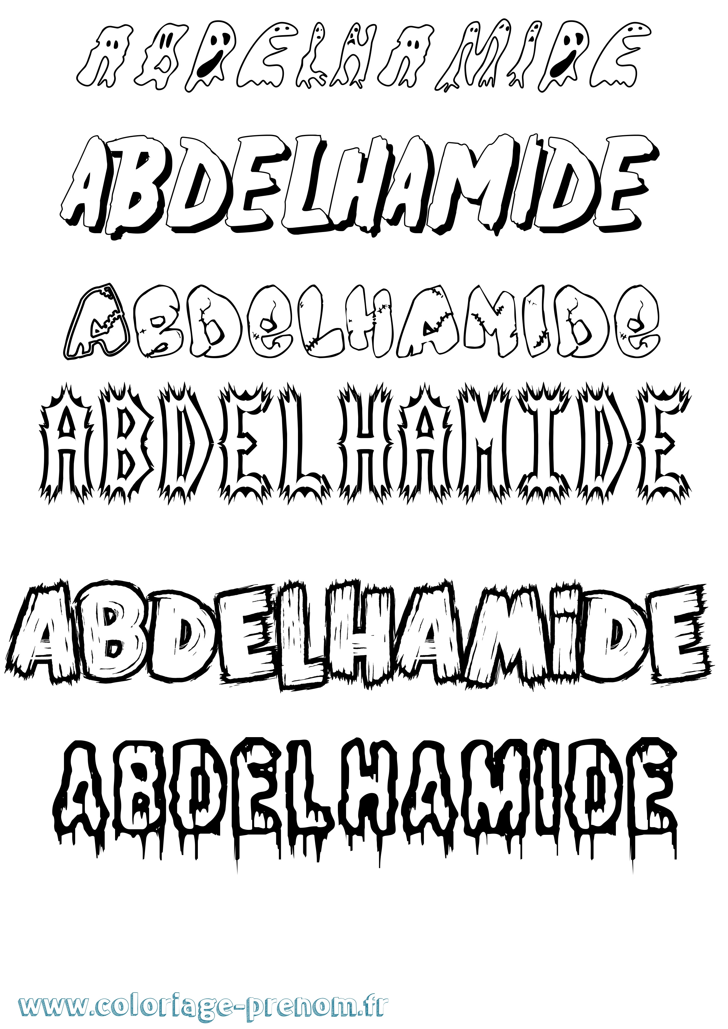 Coloriage Abdelhamide Frisson Coloriage prénom Abdelhamide Frisson