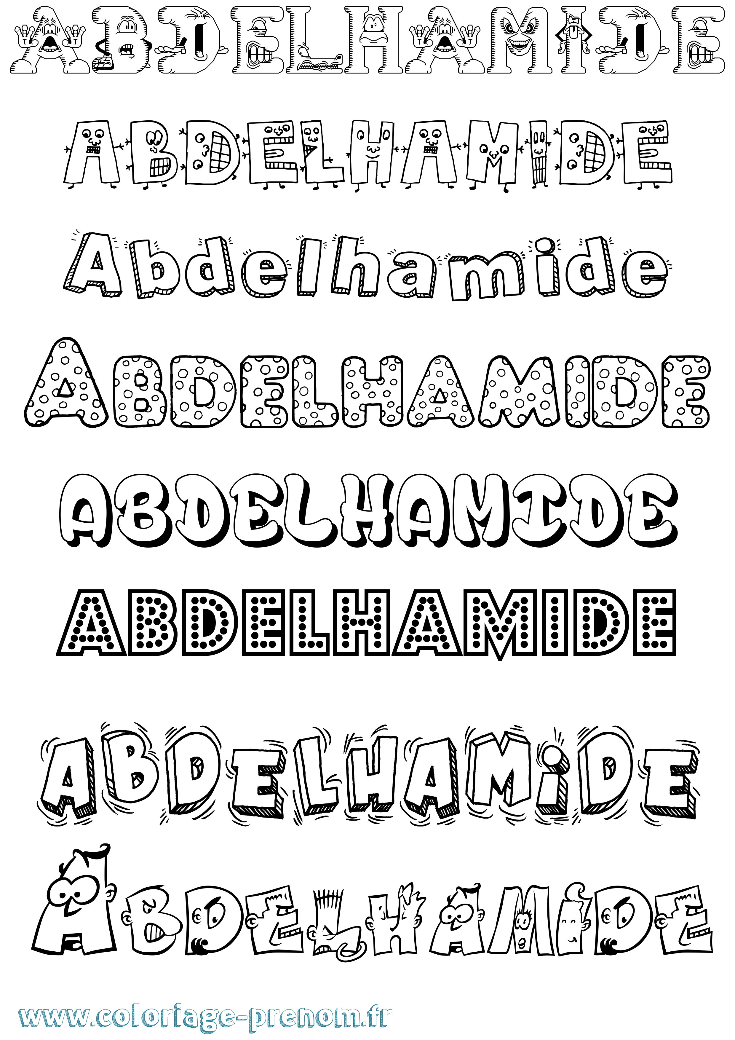Coloriage prénom Abdelhamide Fun