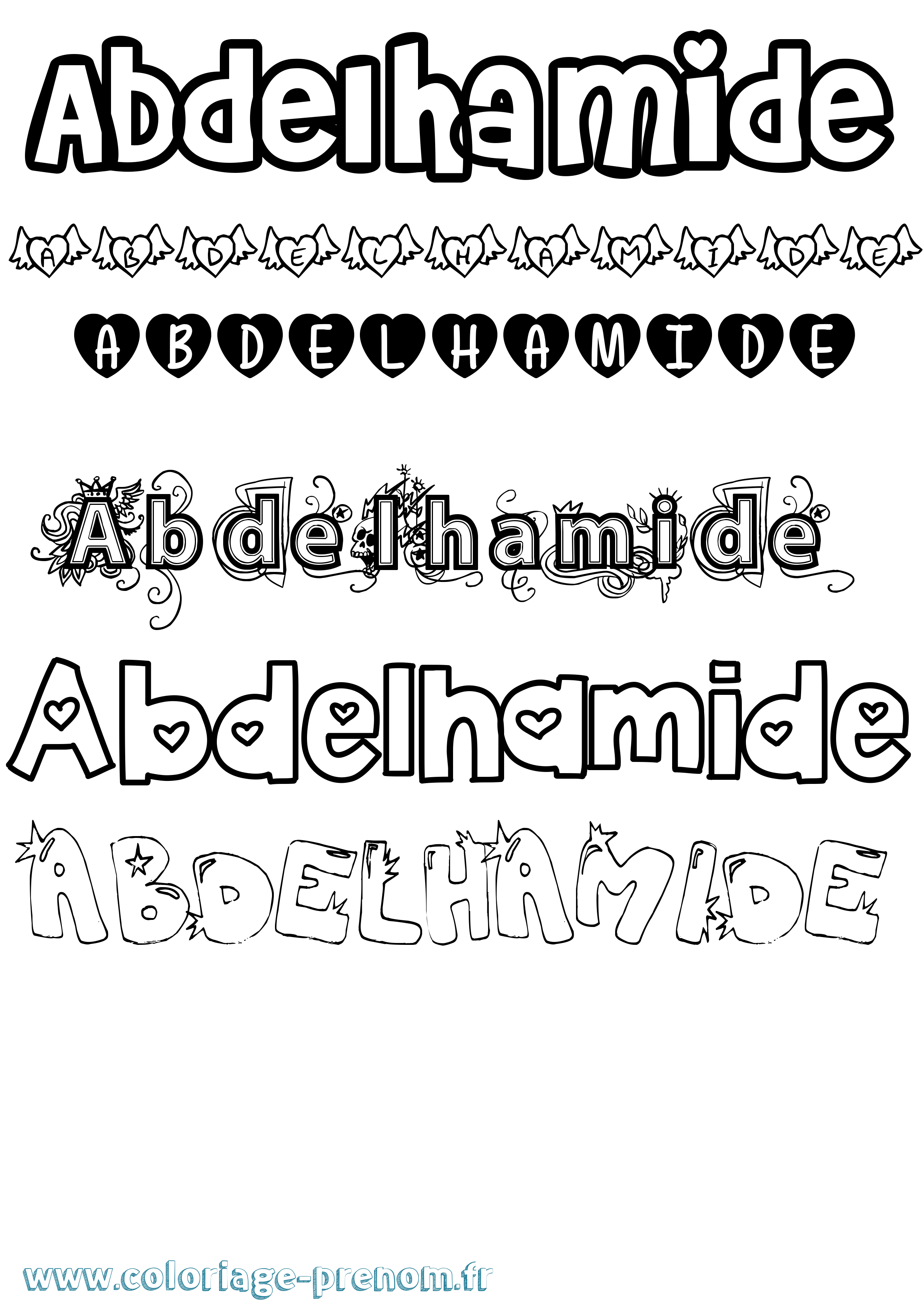 Coloriage Abdelhamide Girly Coloriage prénom Abdelhamide Girly