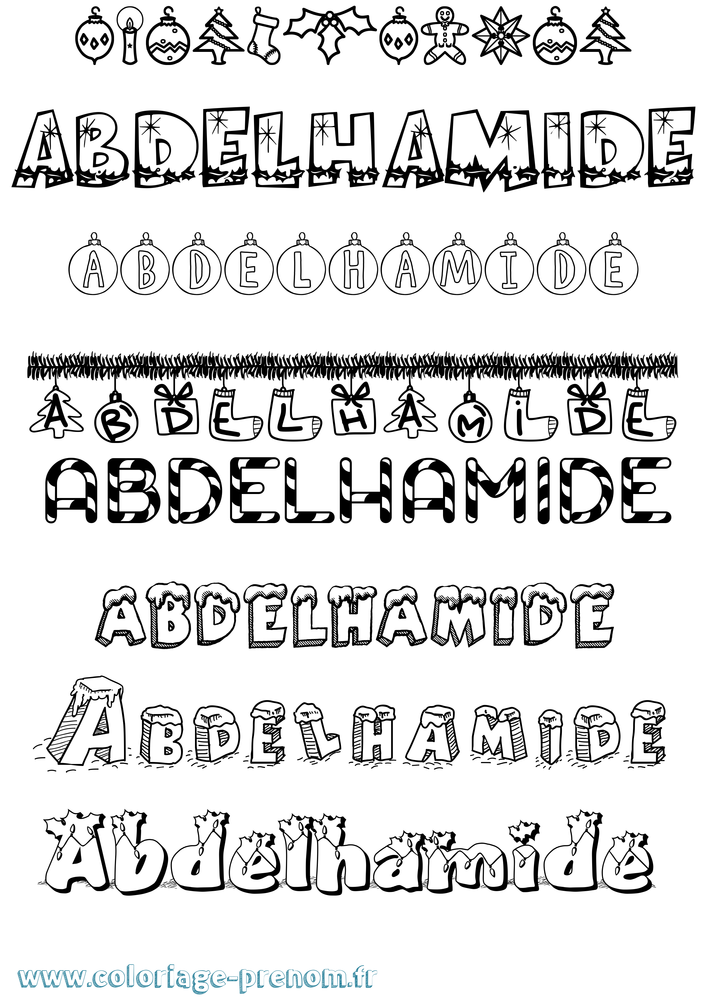 Coloriage Abdelhamide Noël Coloriage prénom Abdelhamide Noël