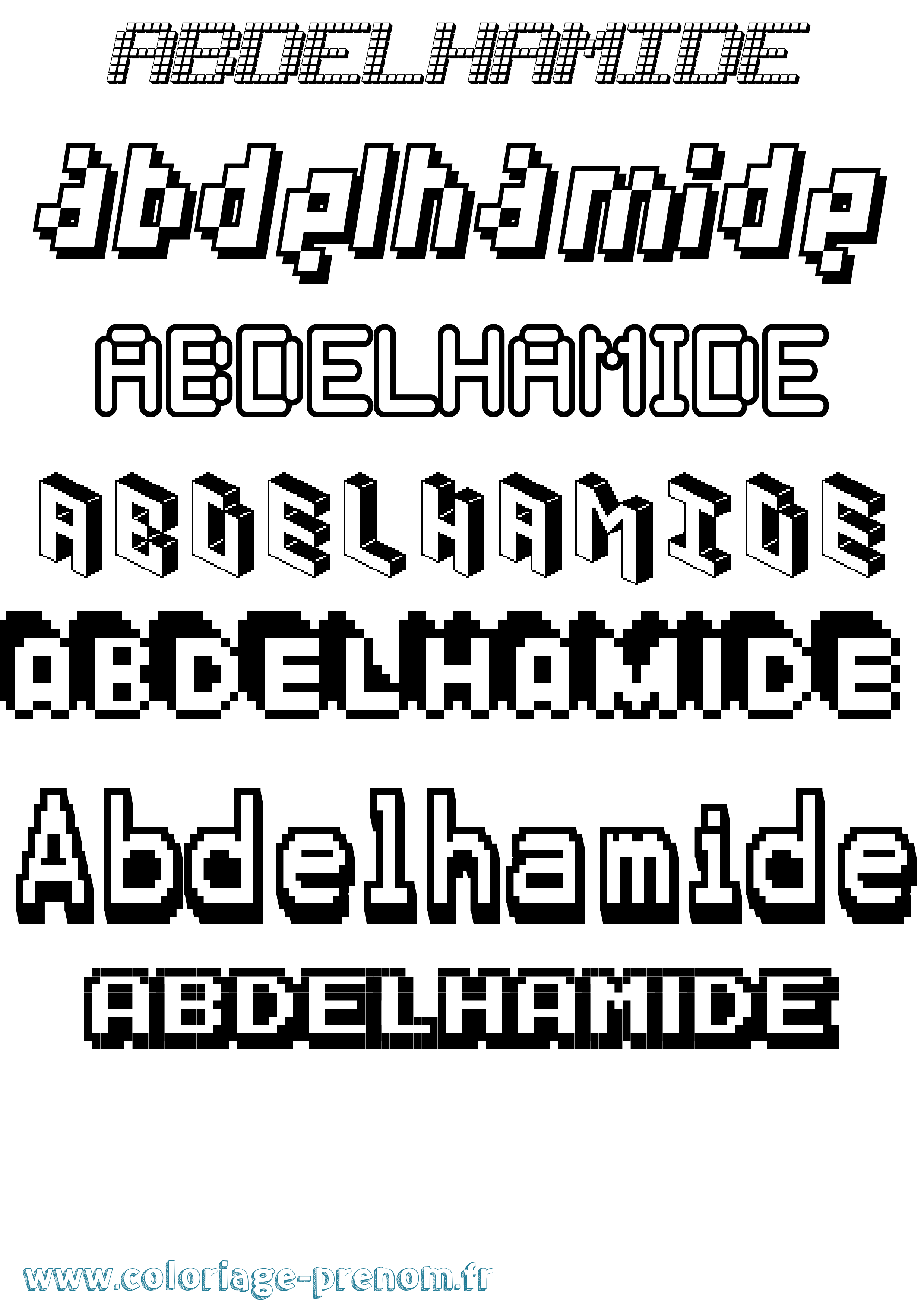 Coloriage prénom Abdelhamide Pixel