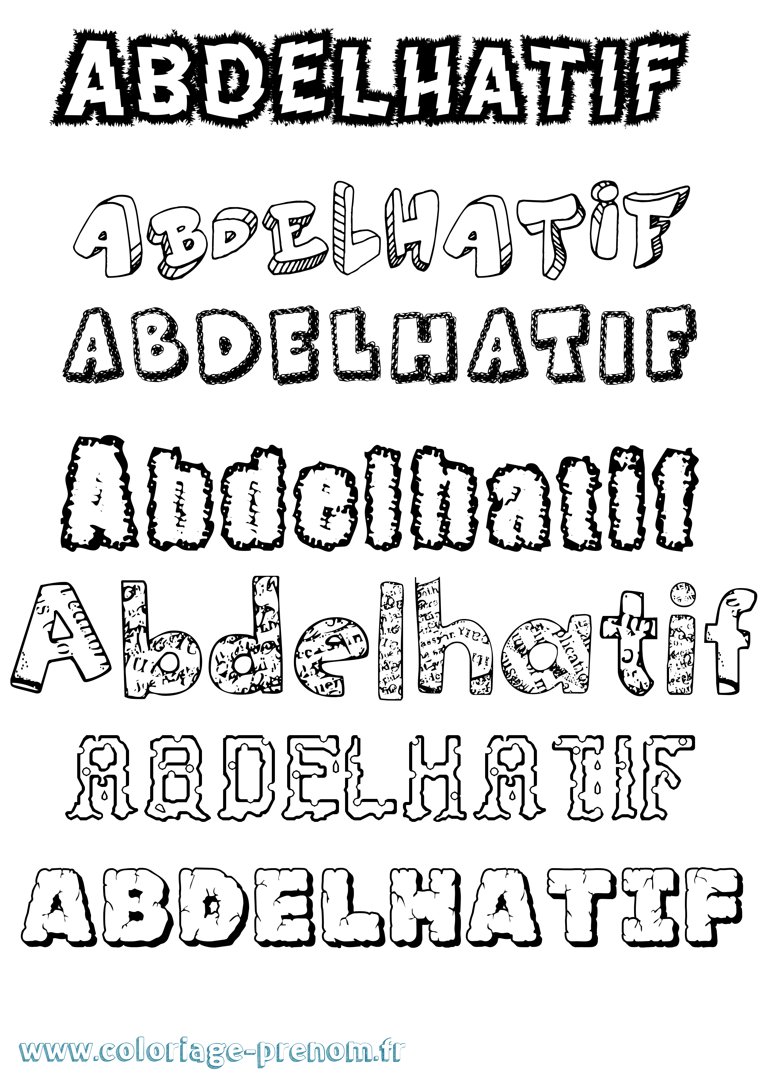 Coloriage prénom Abdelhatif Destructuré
