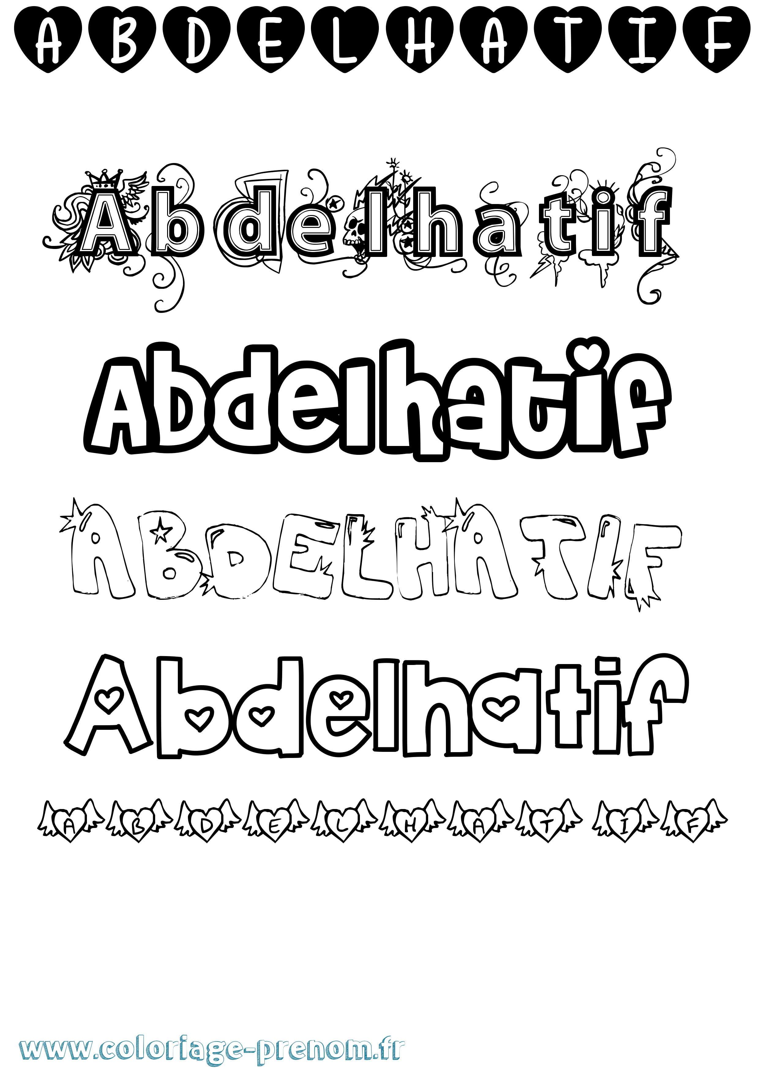 Coloriage prénom Abdelhatif Girly