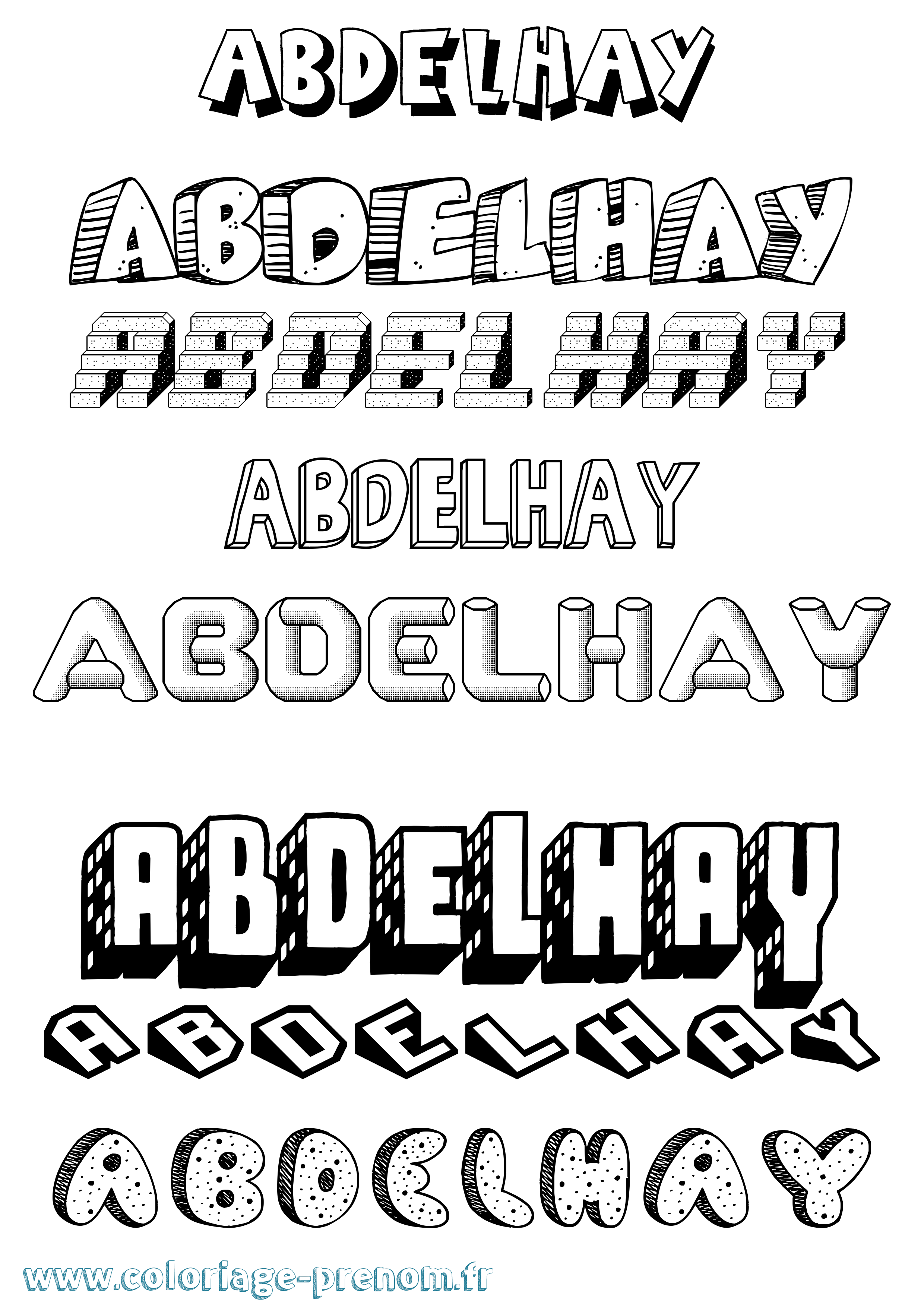 Coloriage prénom Abdelhay Effet 3D