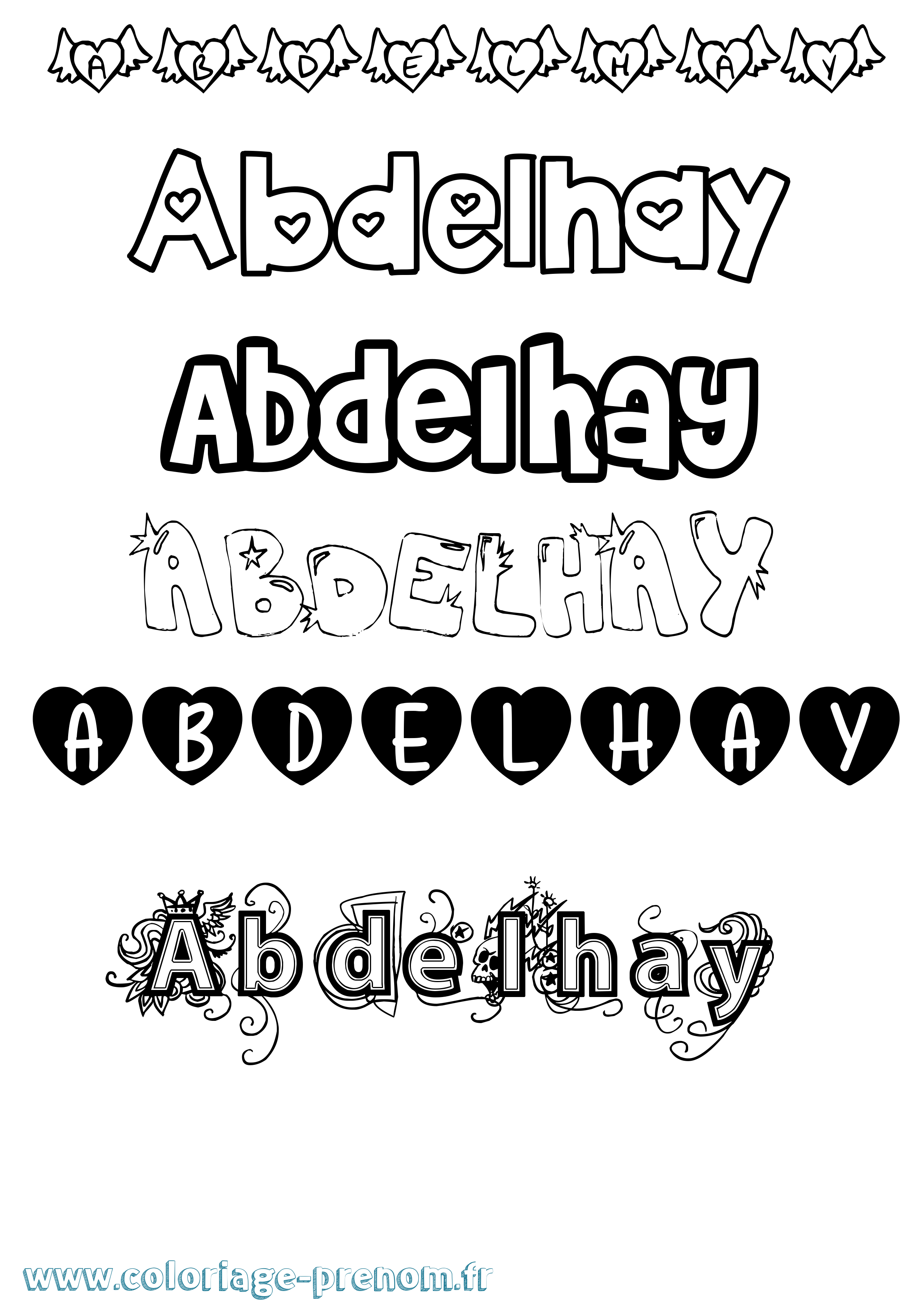 Coloriage prénom Abdelhay Girly
