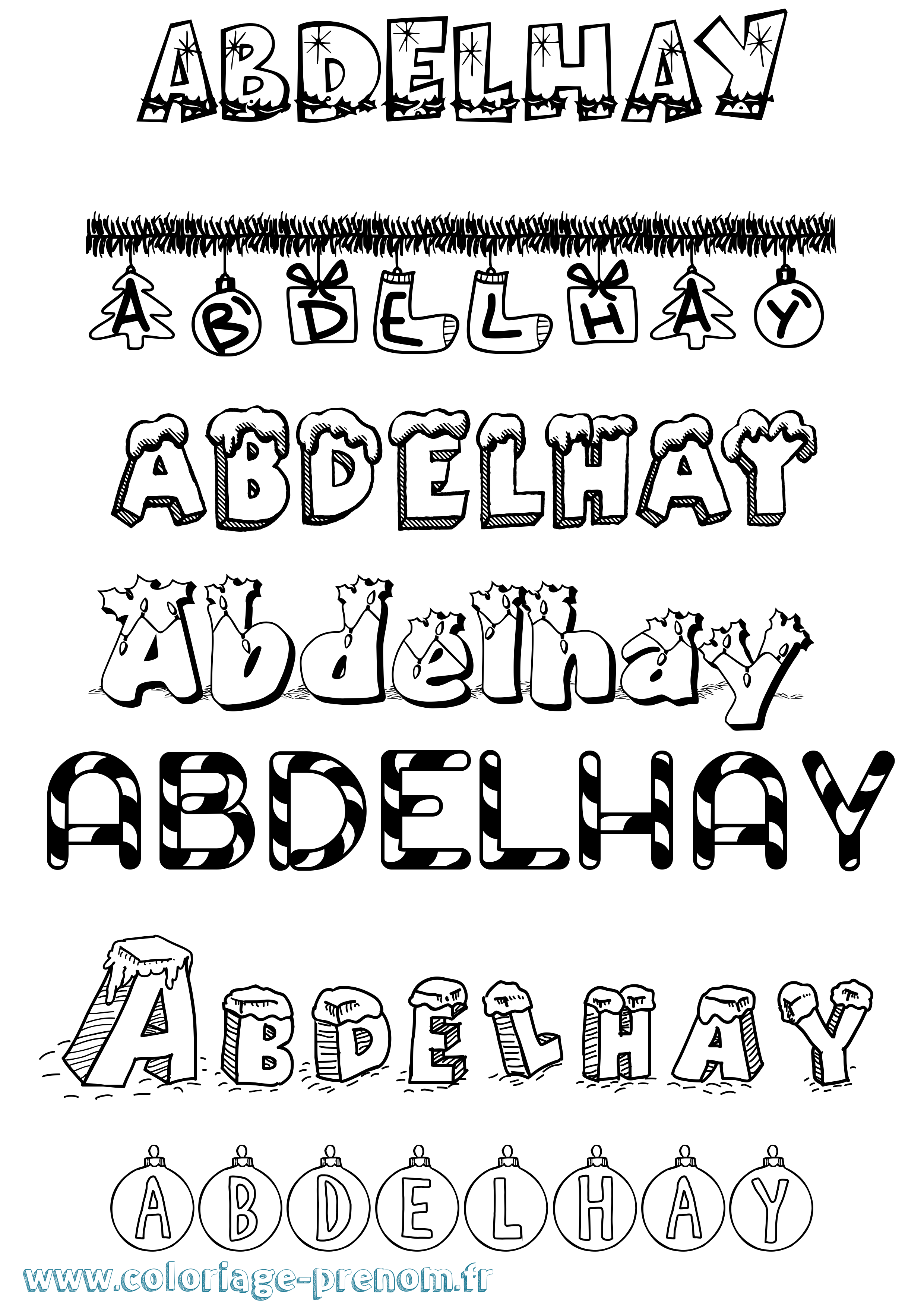 Coloriage prénom Abdelhay Noël