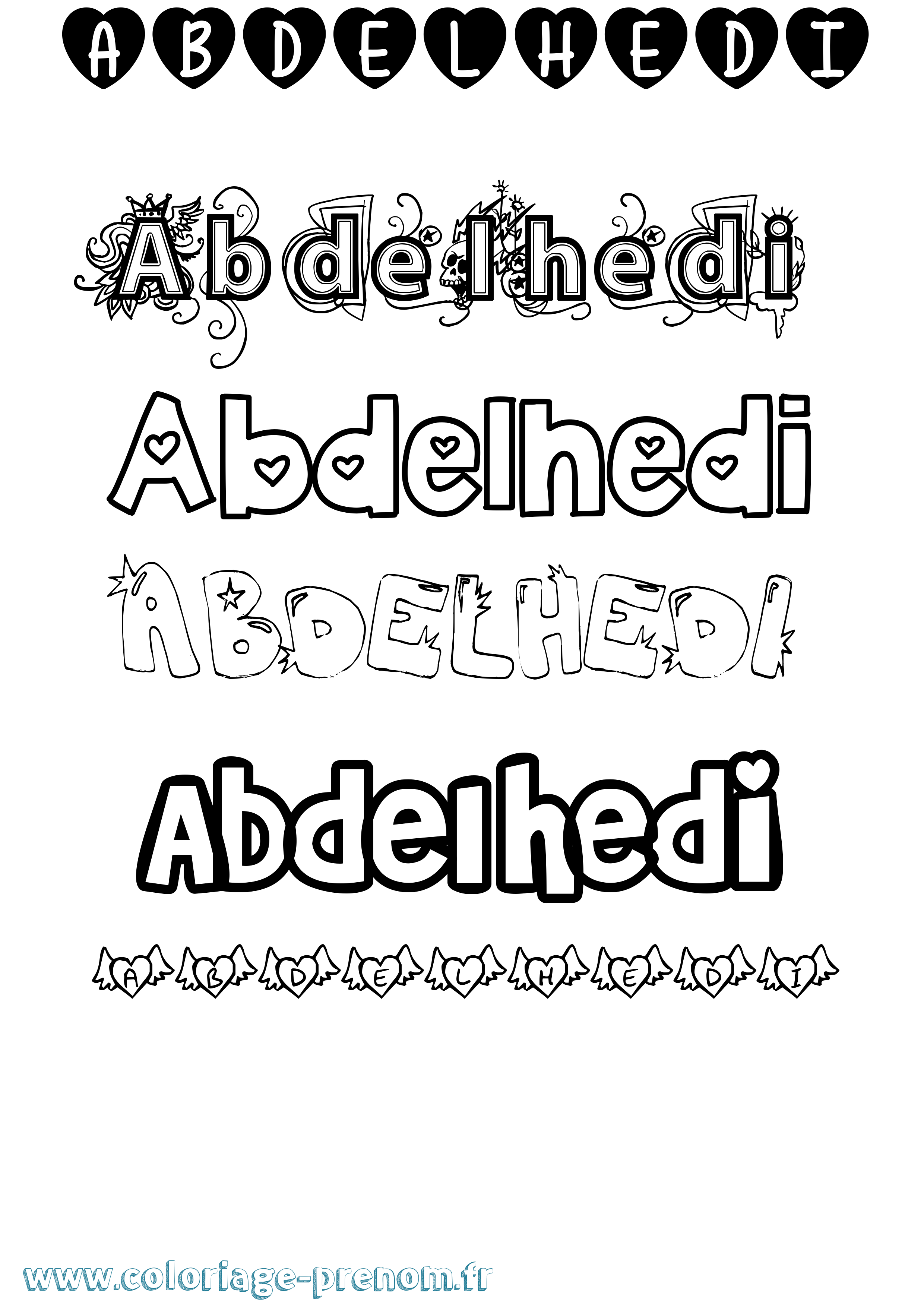 Coloriage prénom Abdelhedi Girly