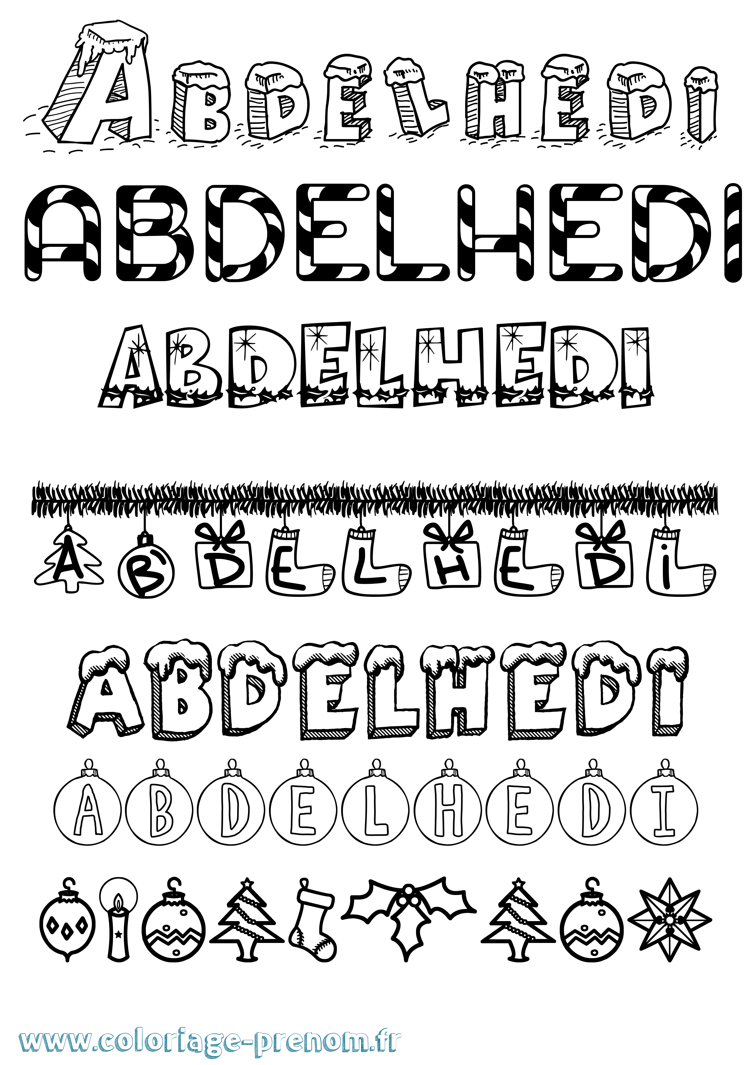 Coloriage prénom Abdelhedi Noël