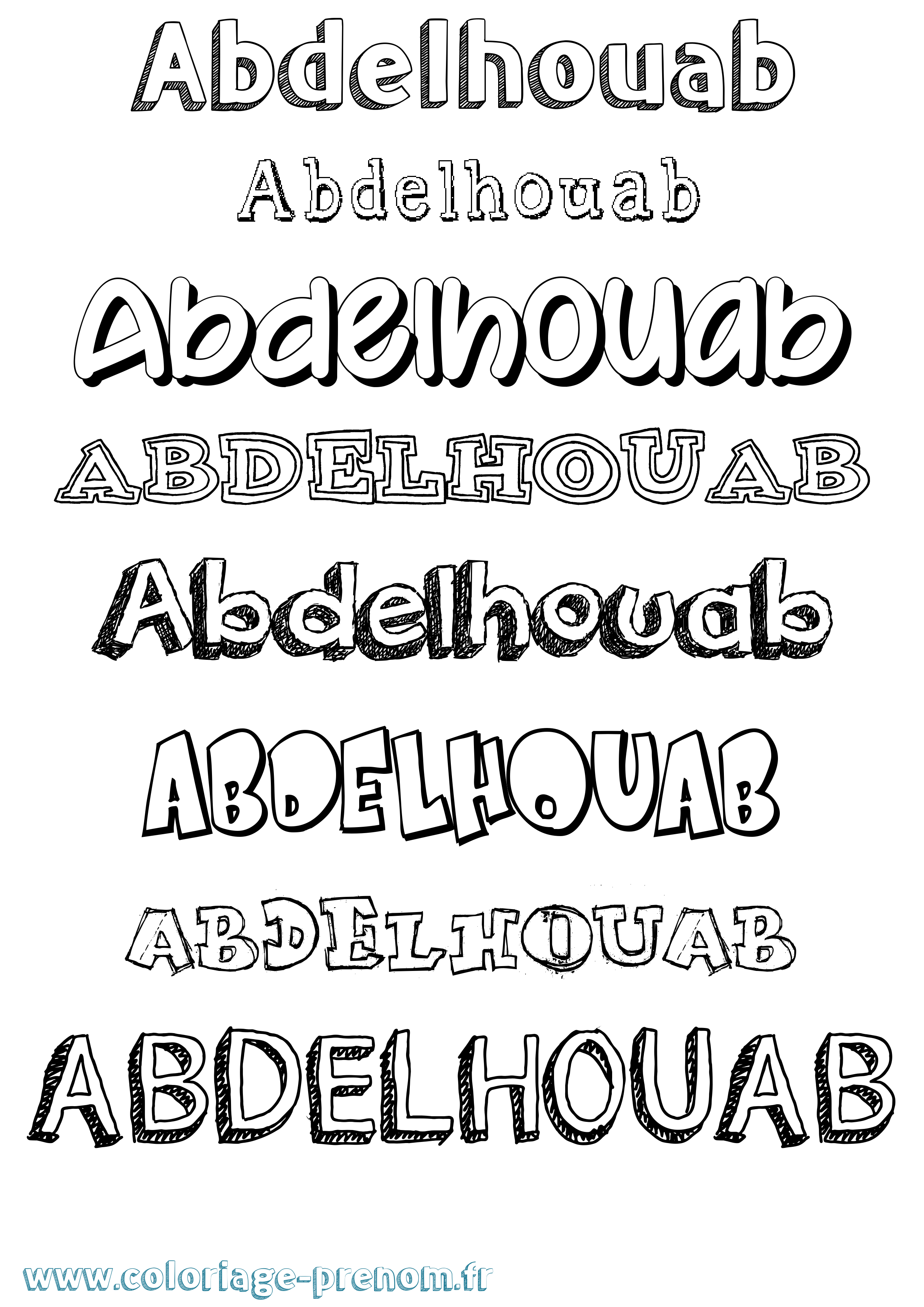 Coloriage prénom Abdelhouab Dessiné