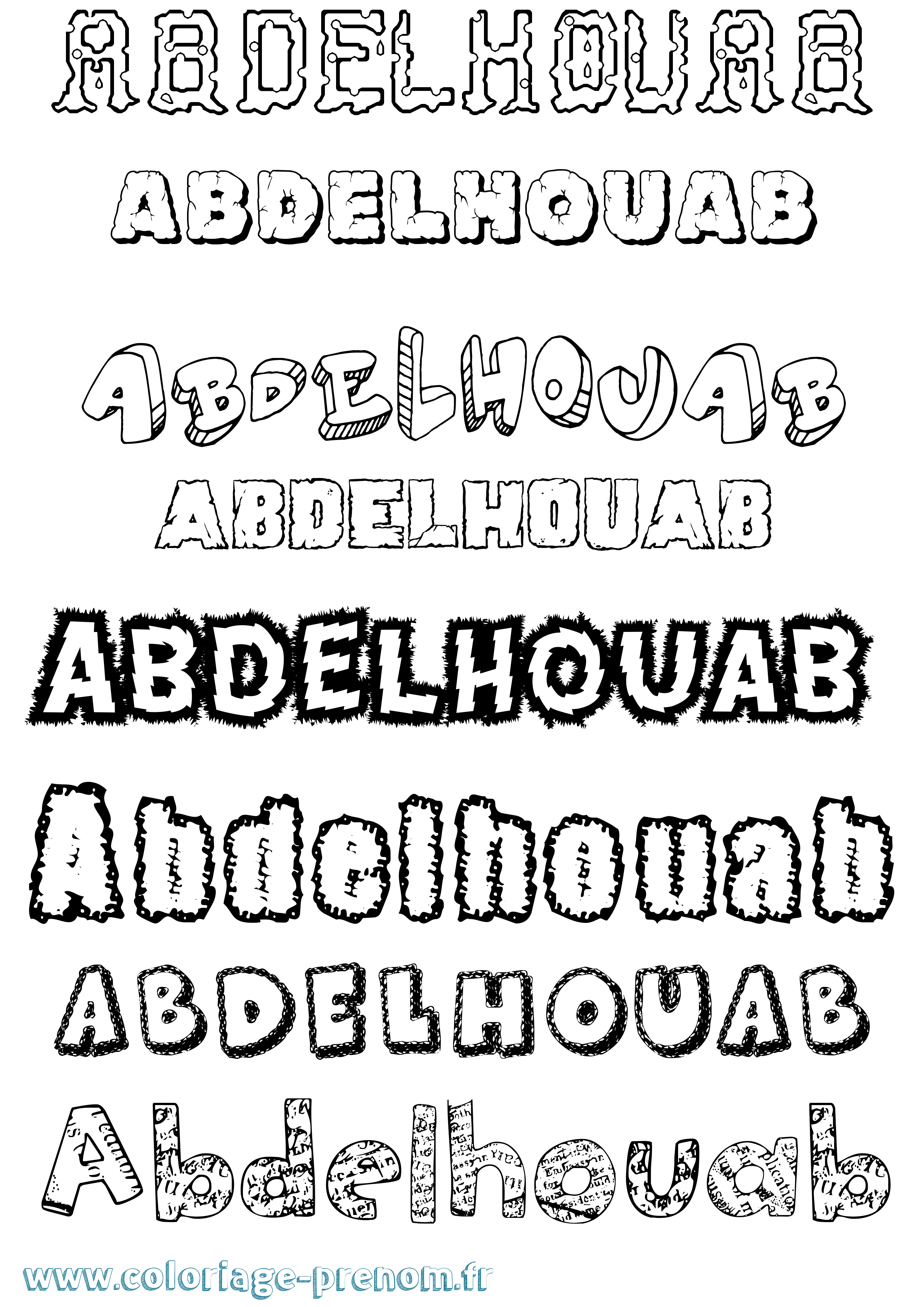 Coloriage prénom Abdelhouab Destructuré