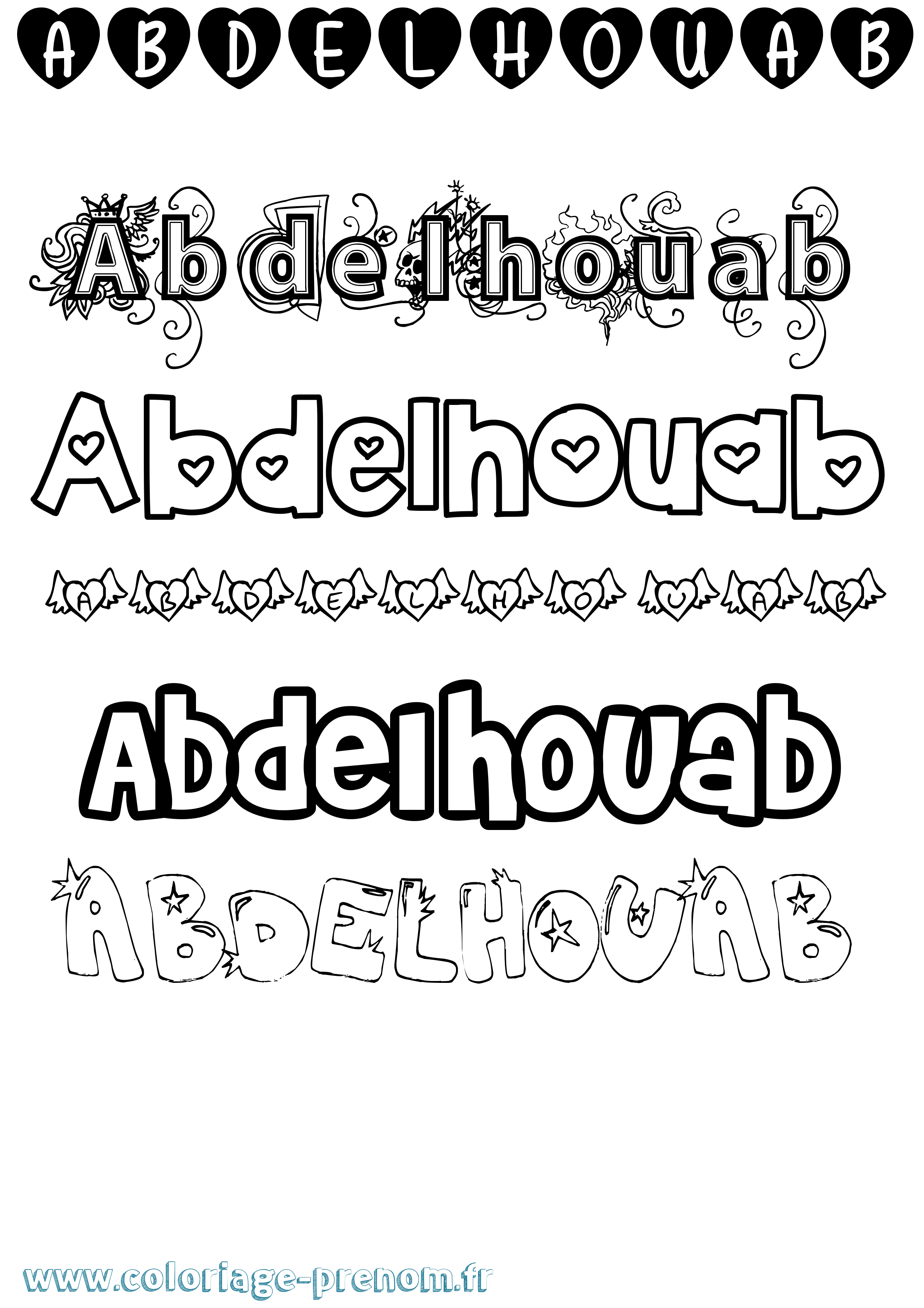 Coloriage prénom Abdelhouab Girly