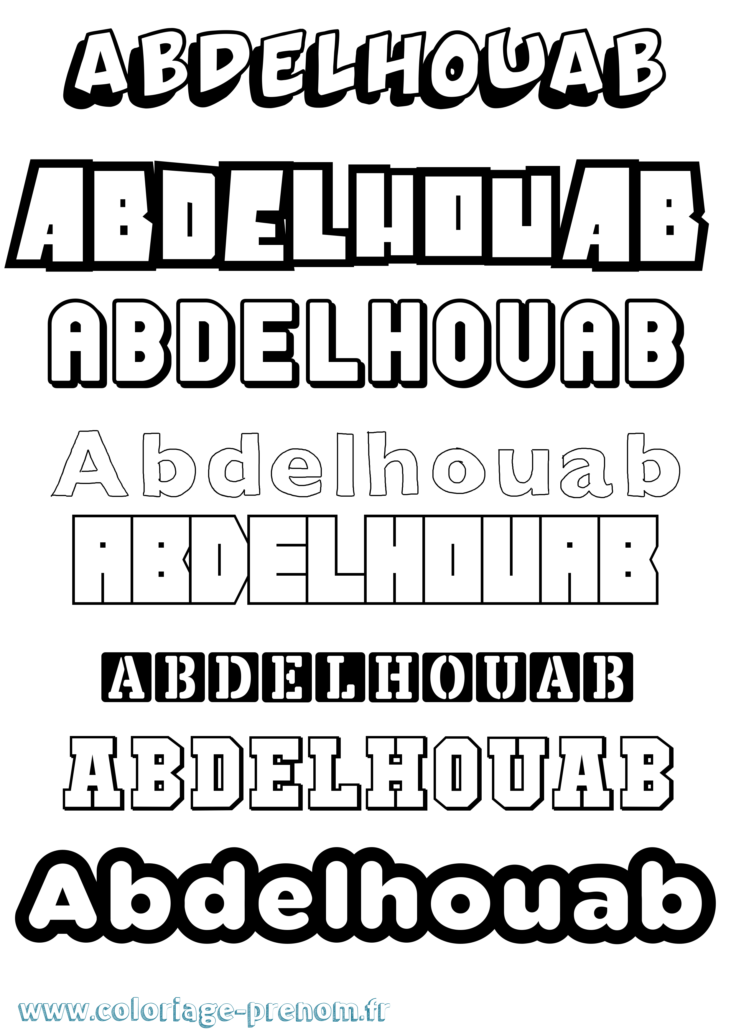Coloriage prénom Abdelhouab Simple