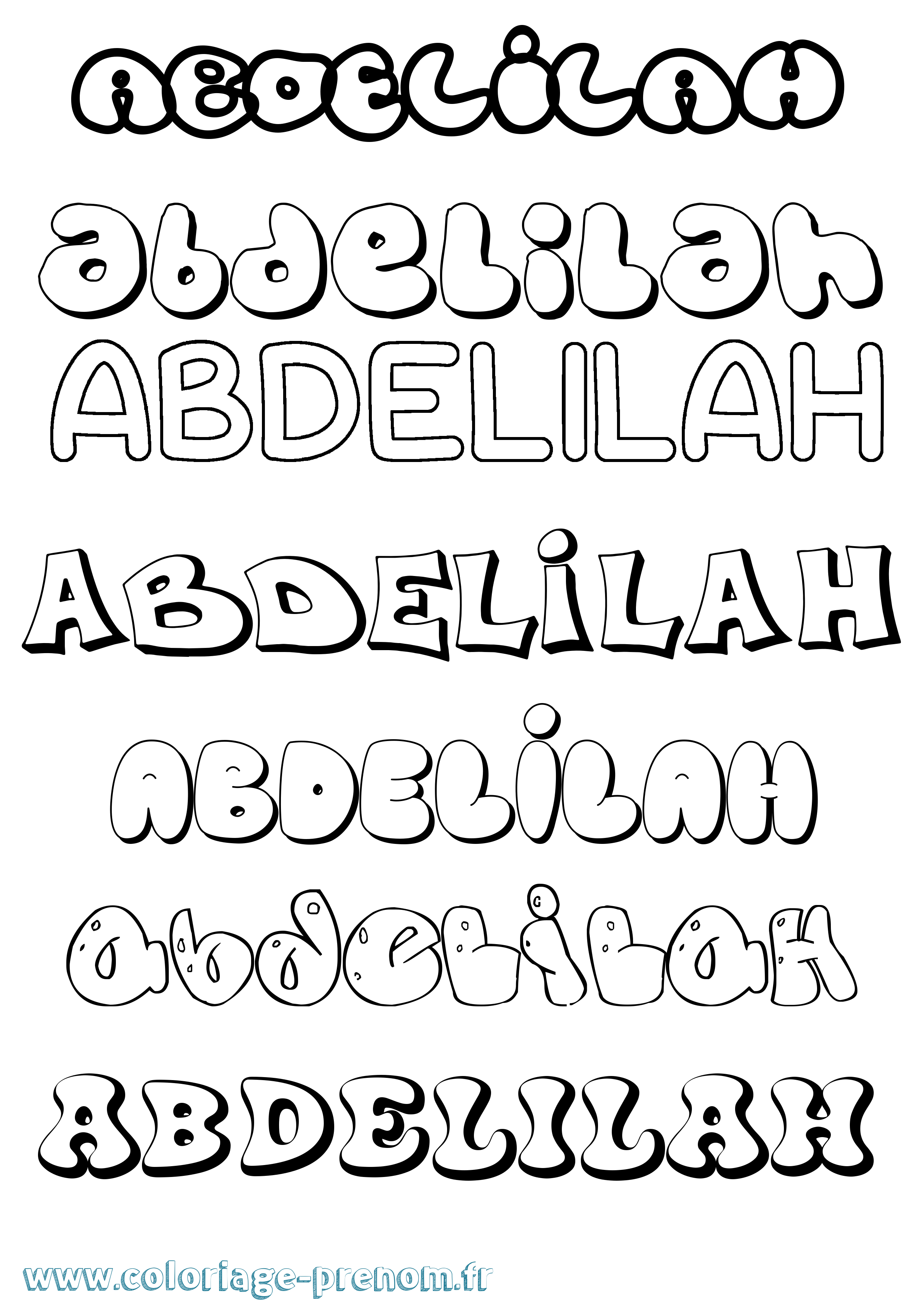 Coloriage Abdelilah Bubble Coloriage prénom Abdelilah Bubble