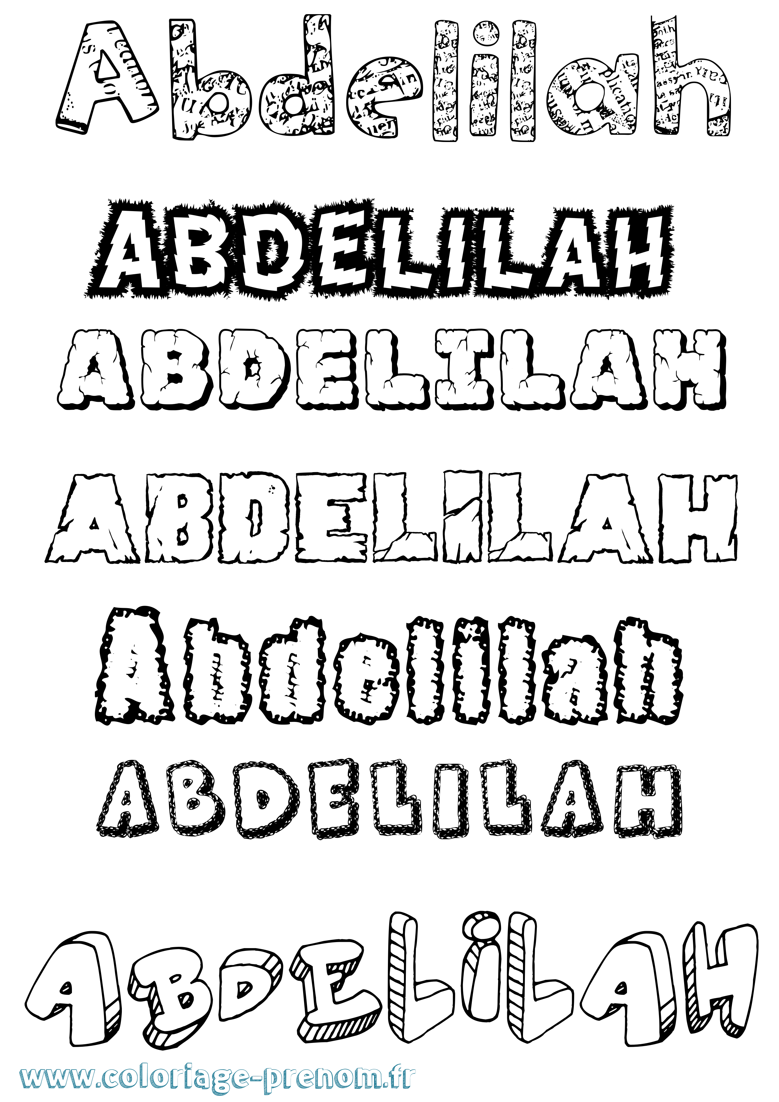 Coloriage prénom Abdelilah Destructuré