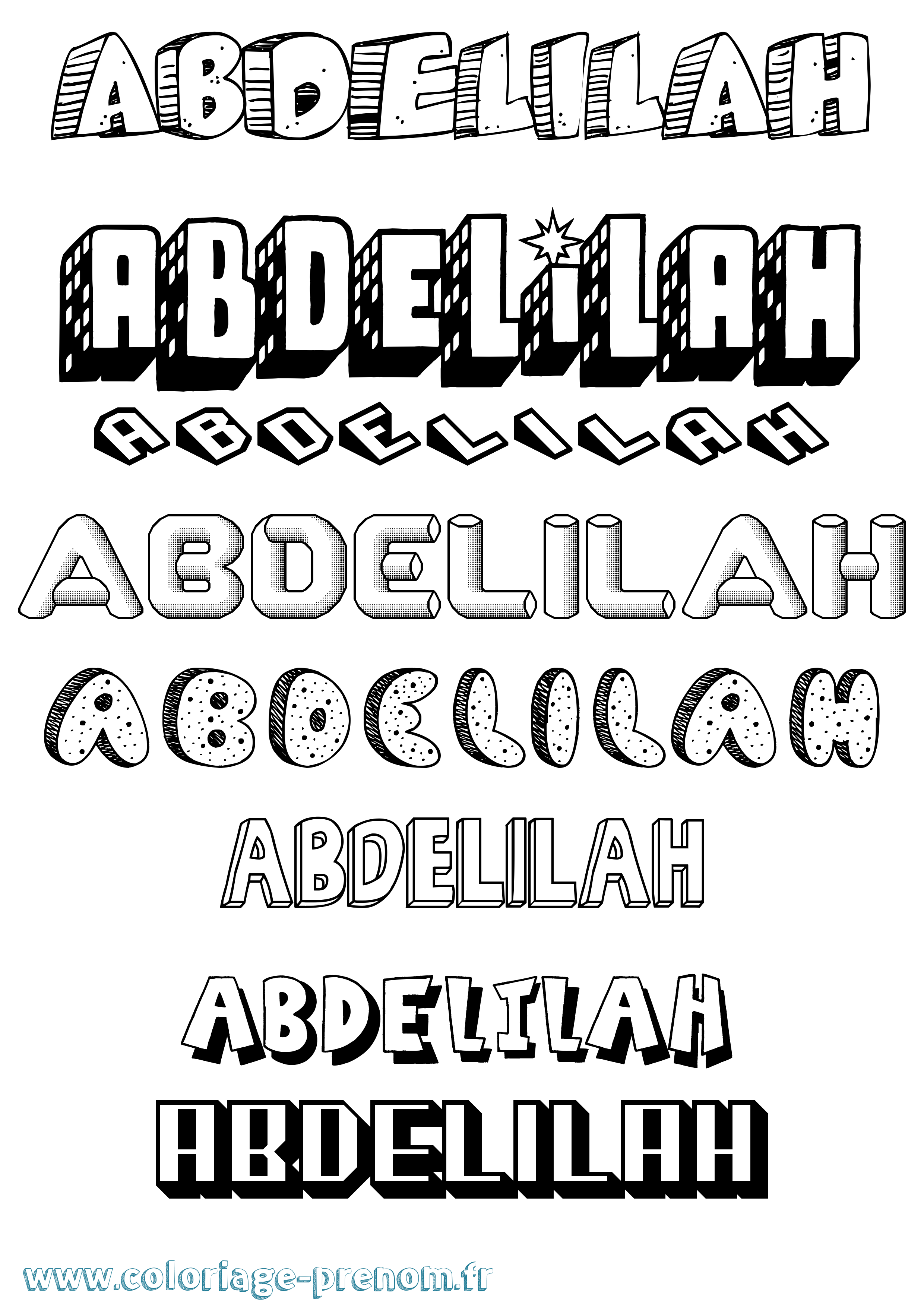 Coloriage Abdelilah Effet 3D Coloriage prénom Abdelilah Effet 3D