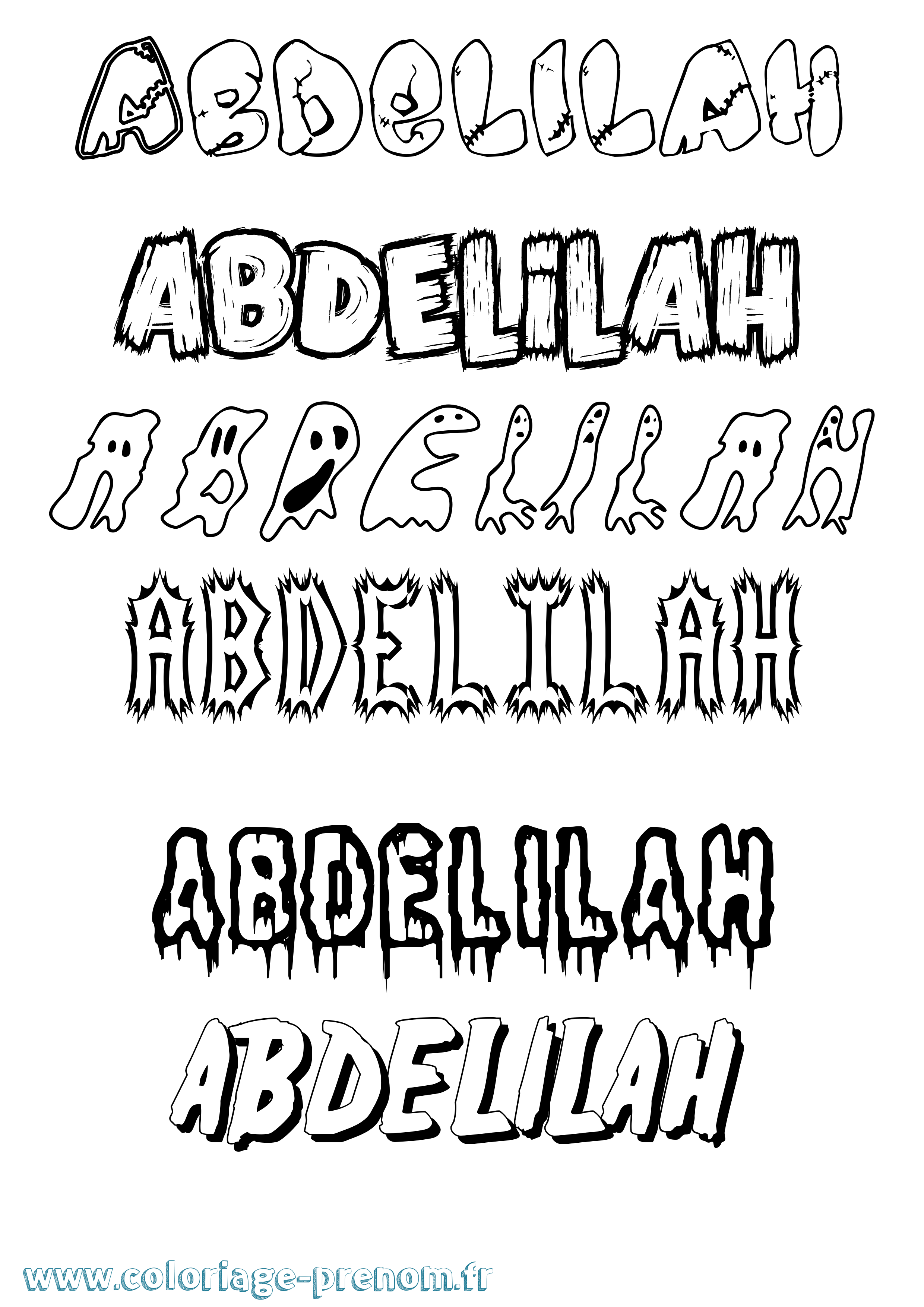 Coloriage prénom Abdelilah Frisson