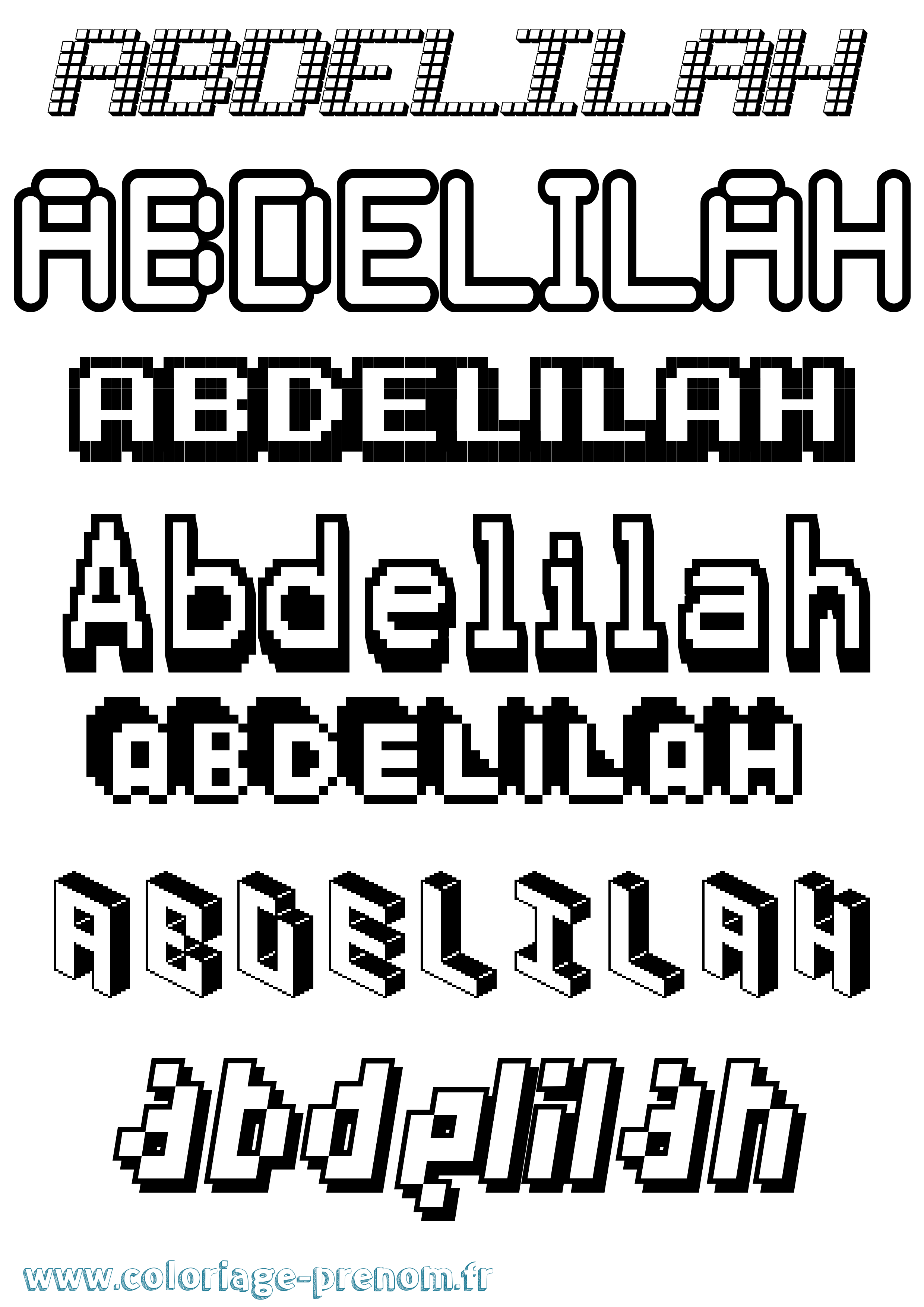 Coloriage Abdelilah Pixel Coloriage prénom Abdelilah Pixel
