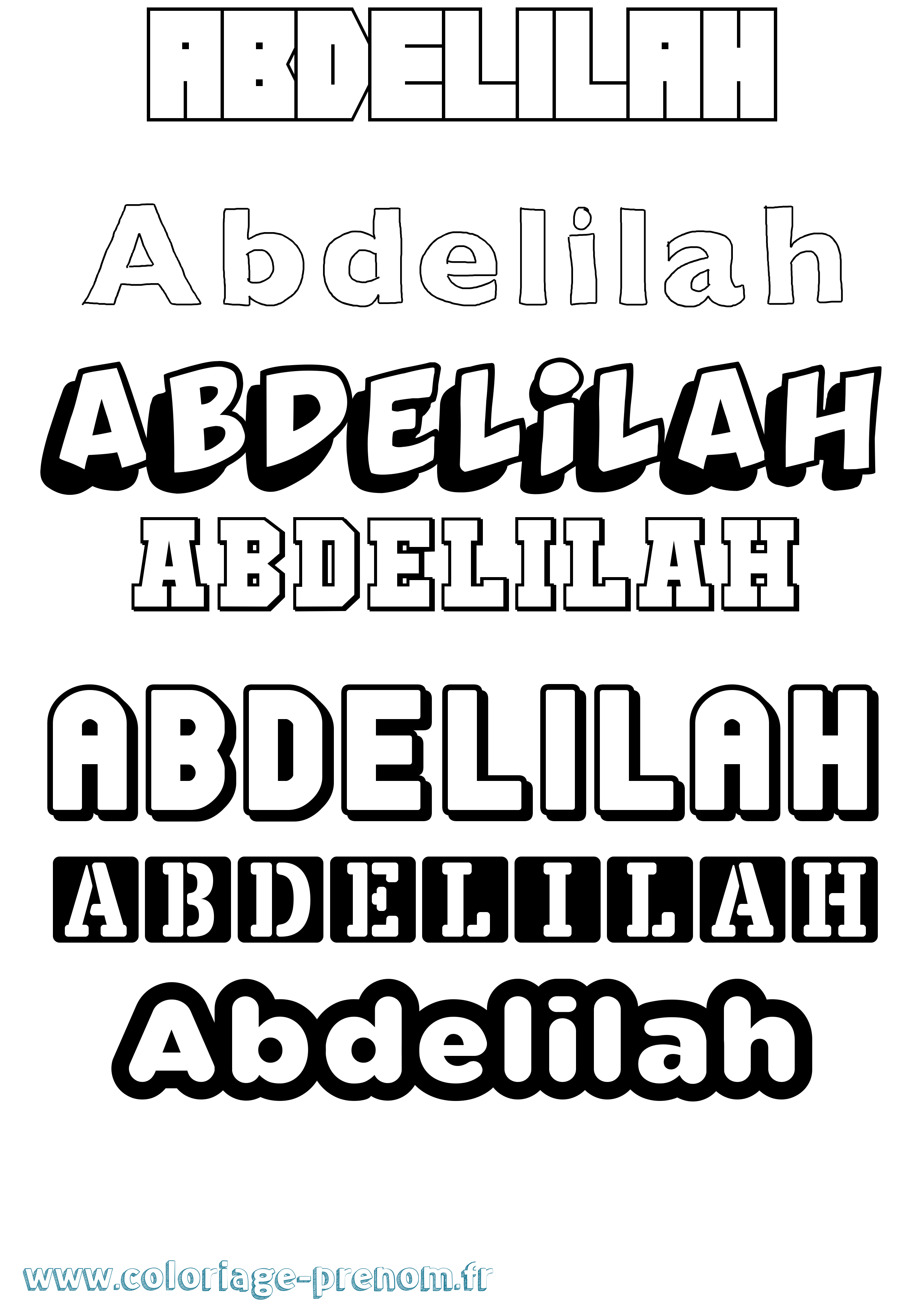Coloriage prénom Abdelilah Simple