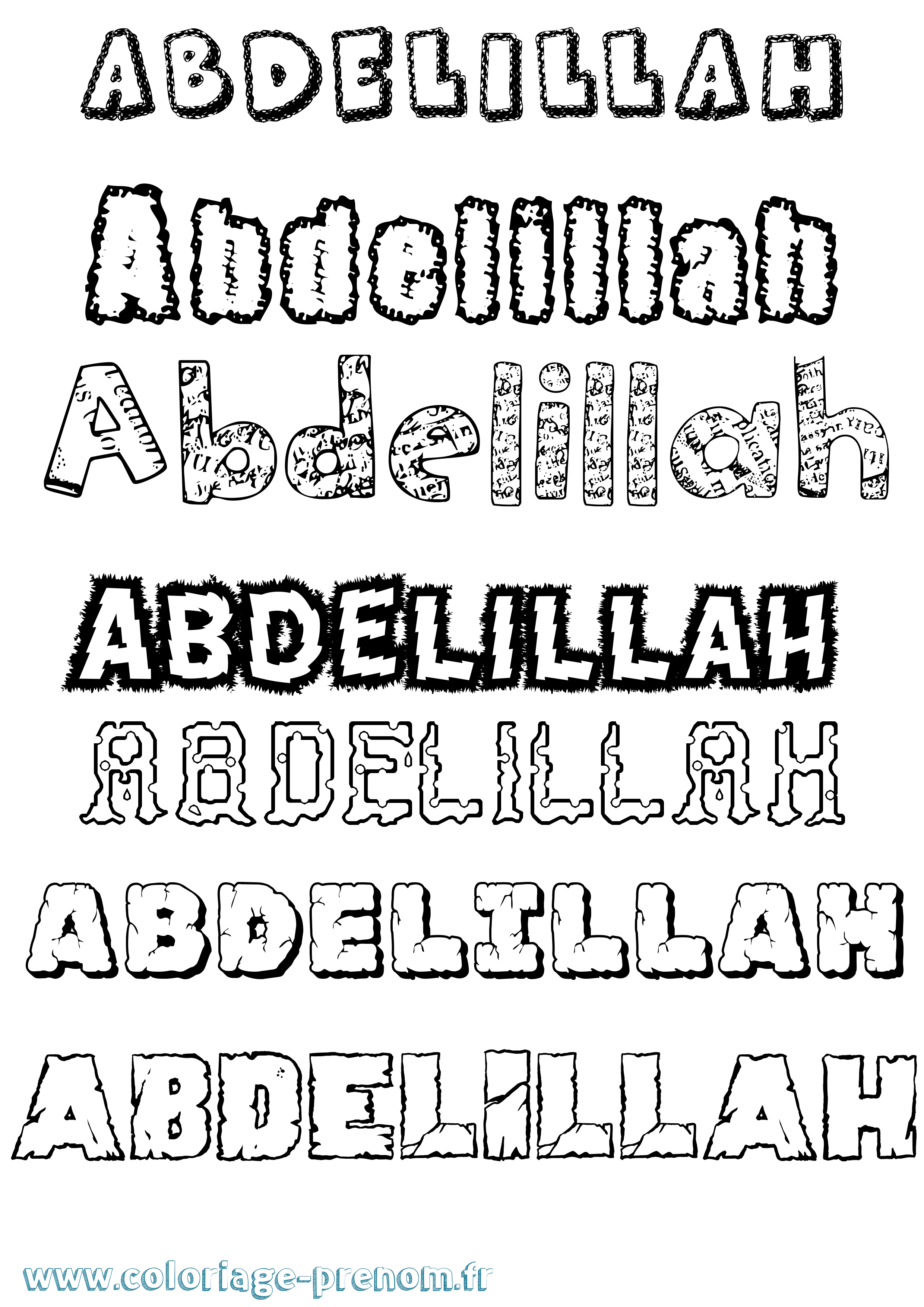 Coloriage prénom Abdelillah Destructuré