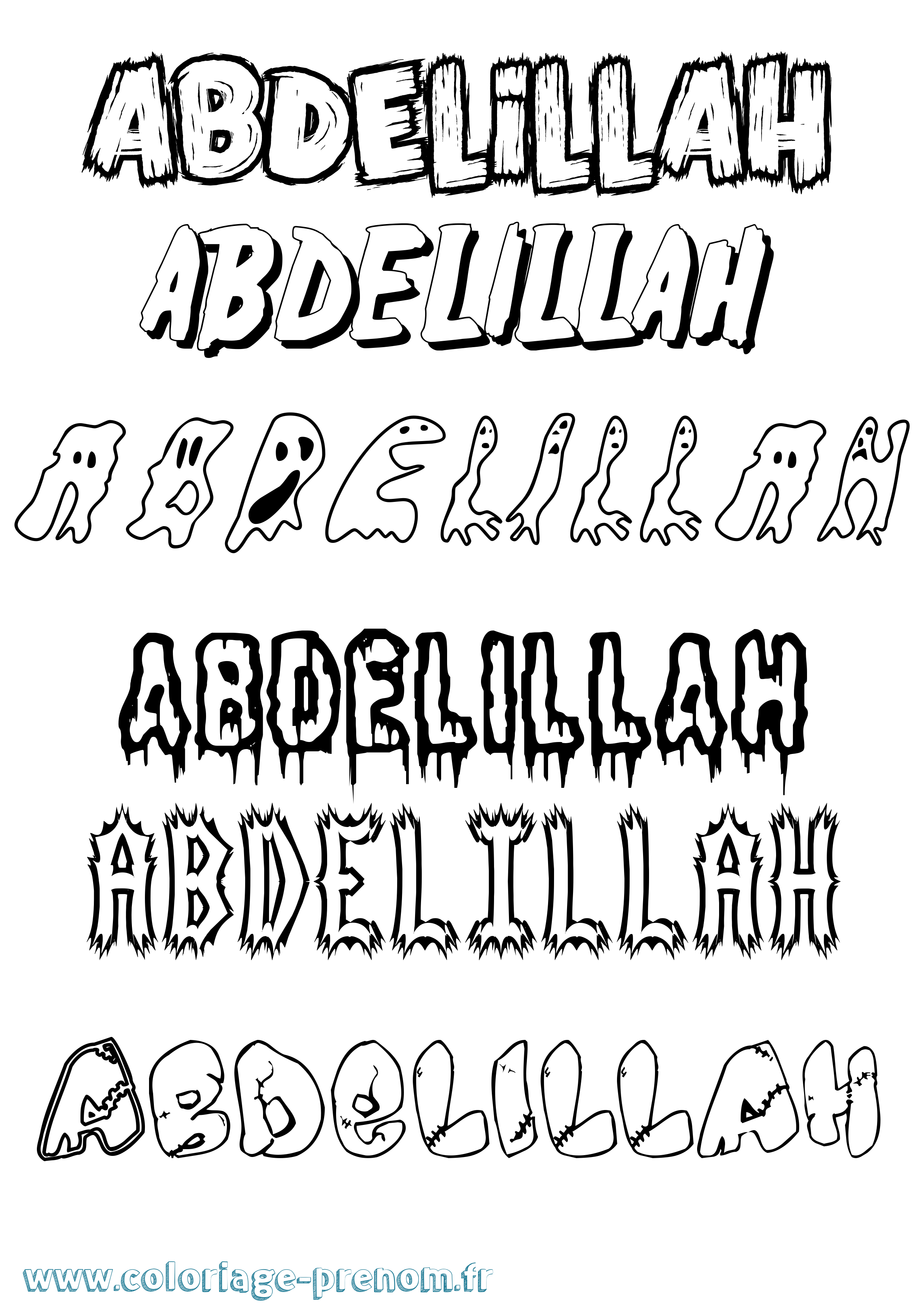 Coloriage prénom Abdelillah Frisson