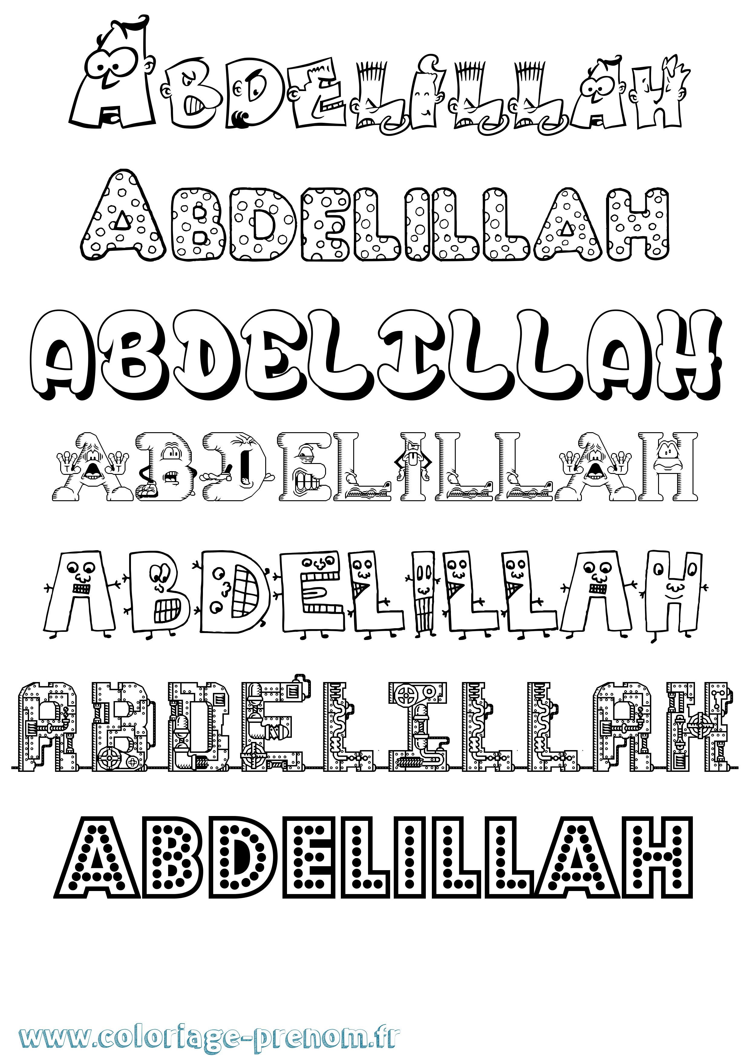 Coloriage prénom Abdelillah Fun