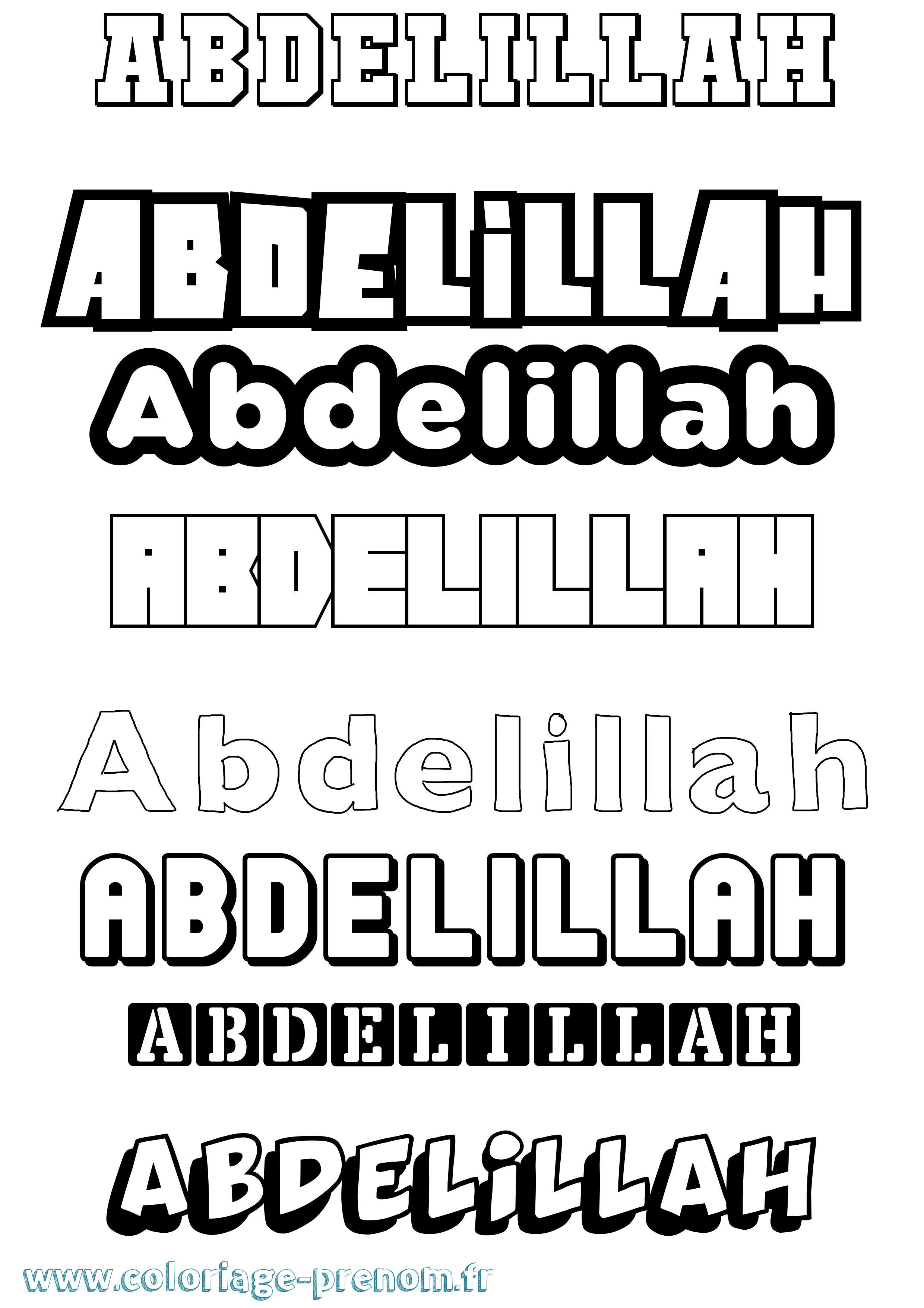 Coloriage prénom Abdelillah Simple