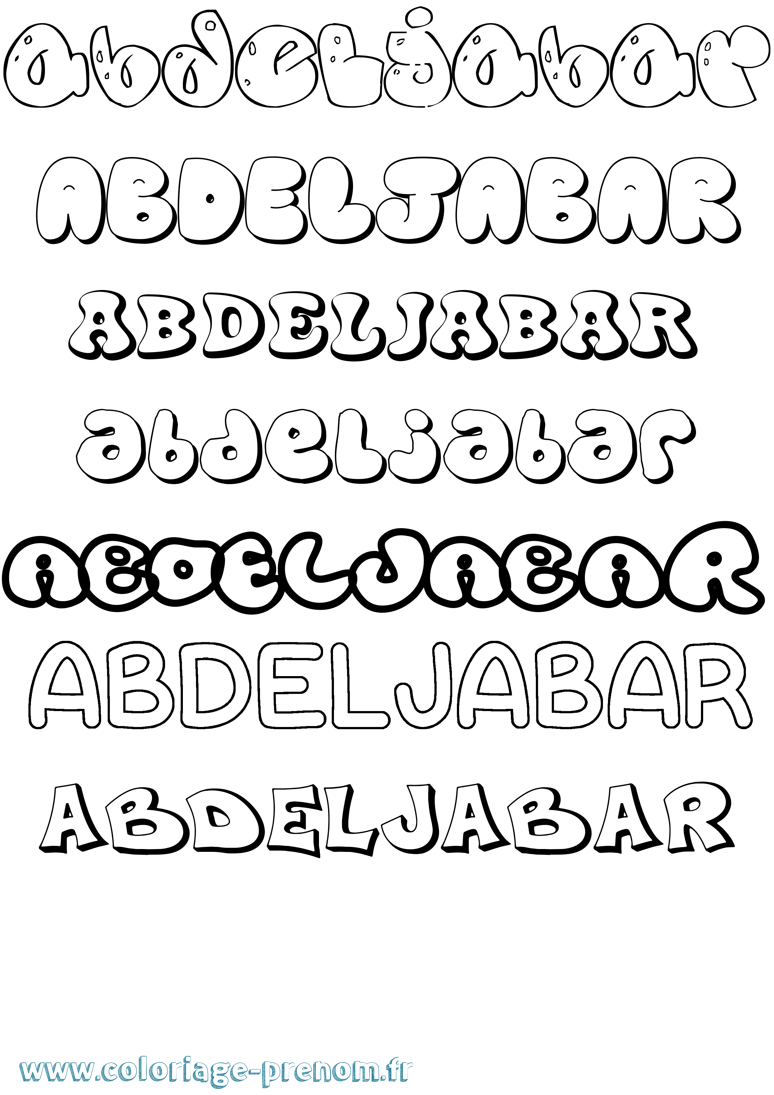 Coloriage prénom Abdeljabar Bubble