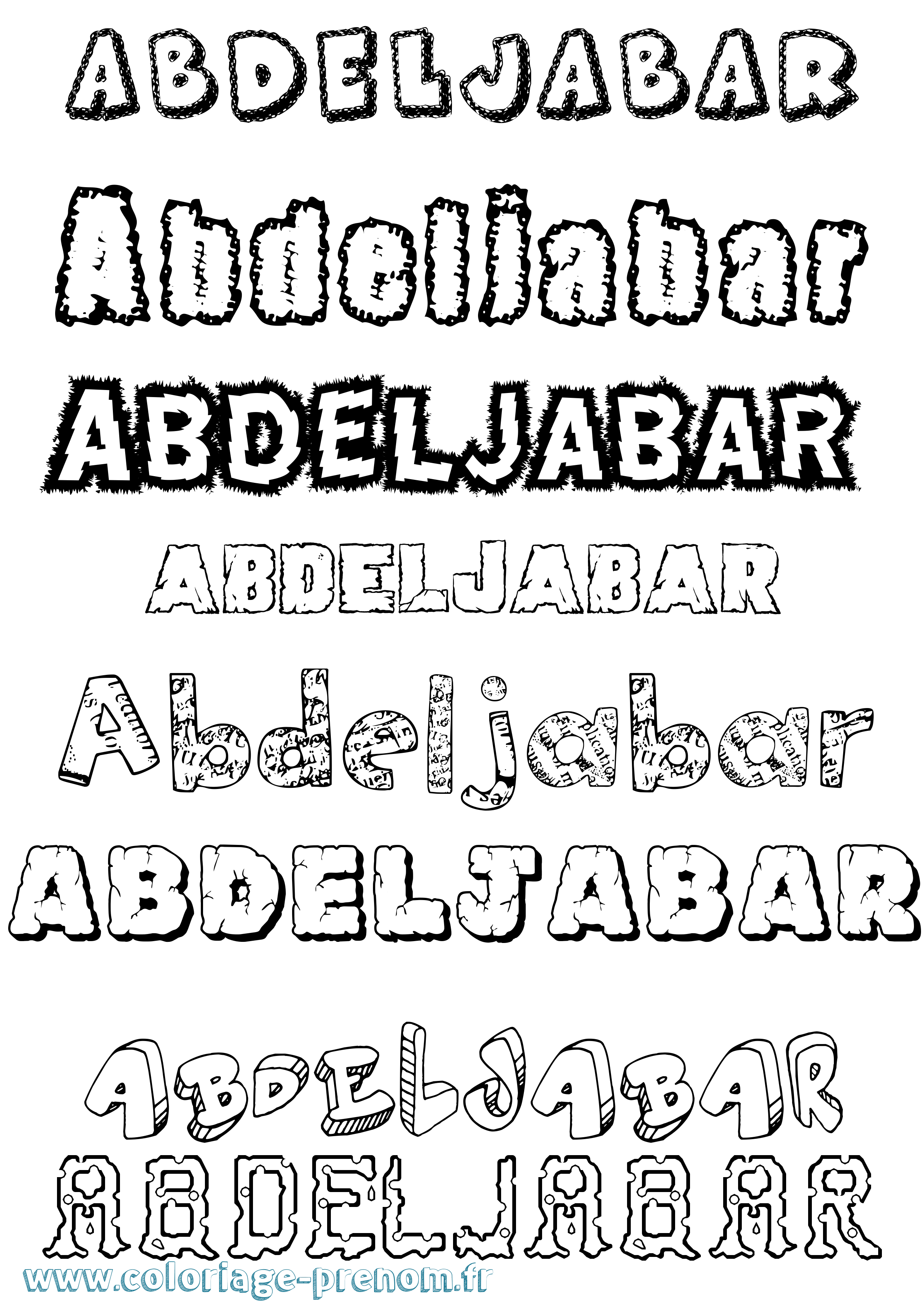 Coloriage prénom Abdeljabar Destructuré