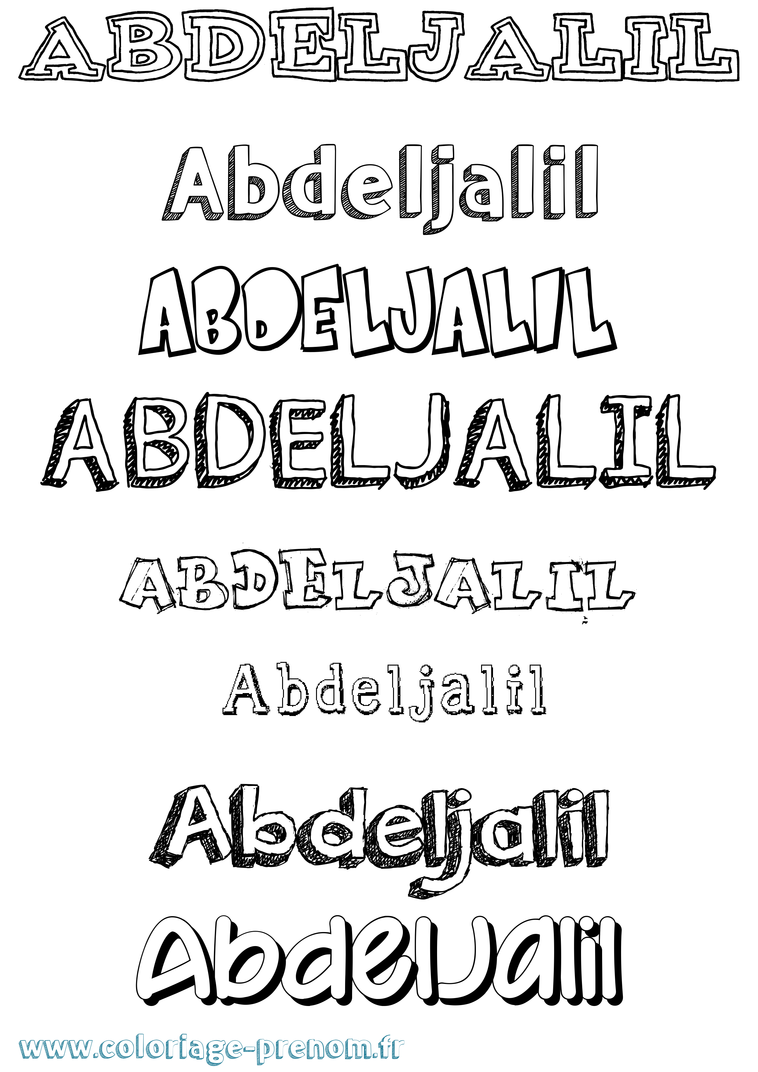 Coloriage prénom Abdeljalil Dessiné