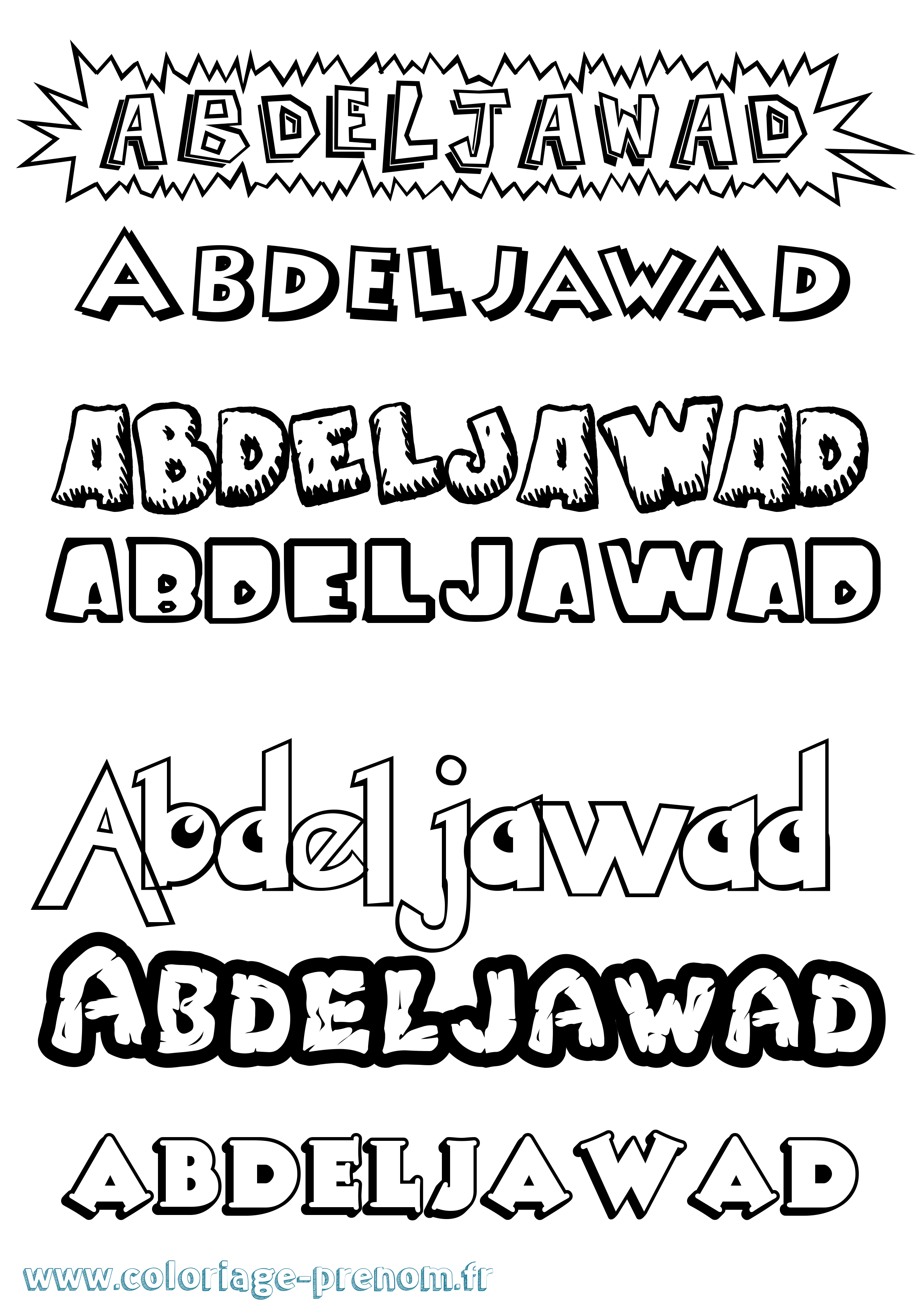 Coloriage prénom Abdeljawad Dessin Animé