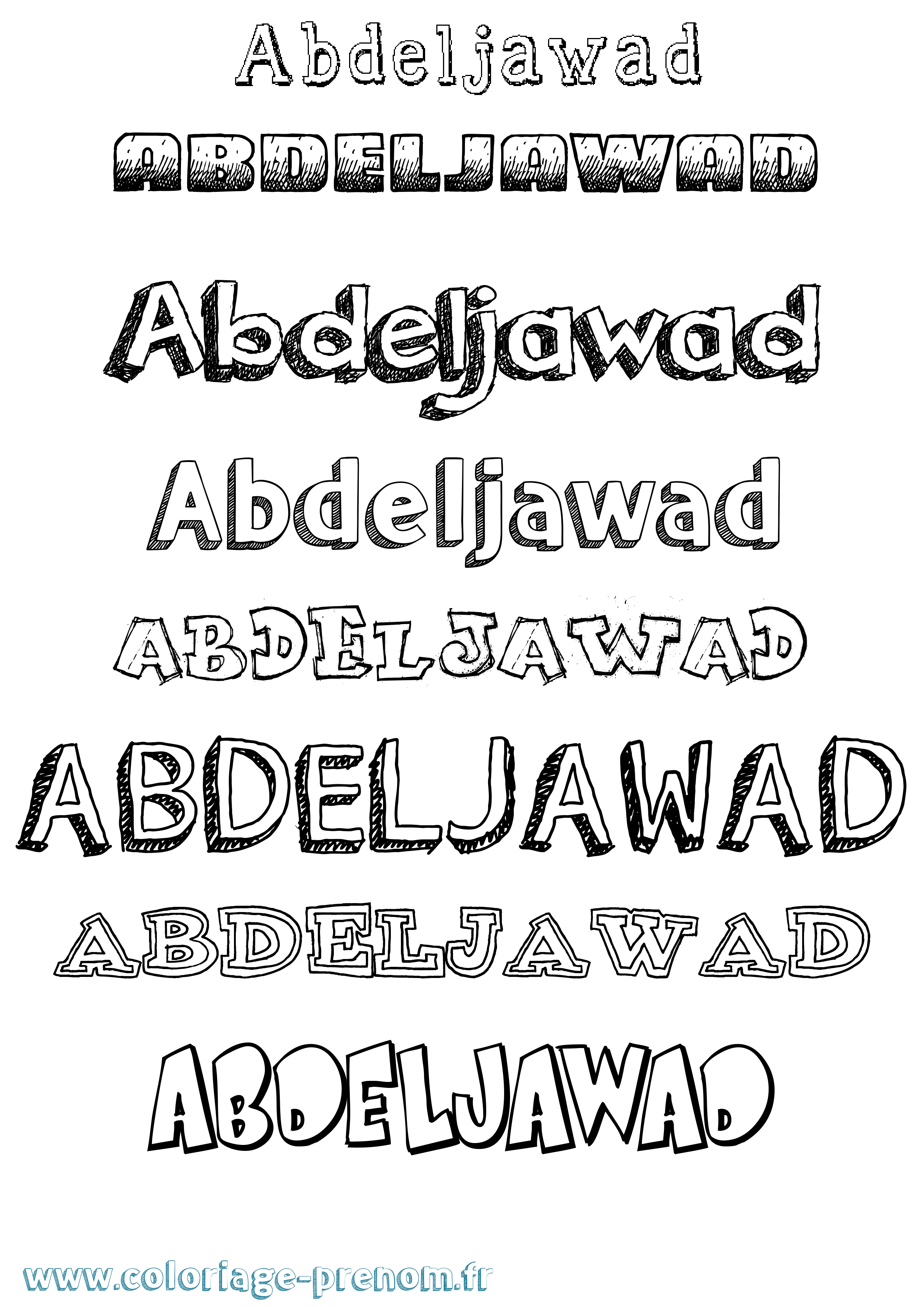 Coloriage prénom Abdeljawad Dessiné