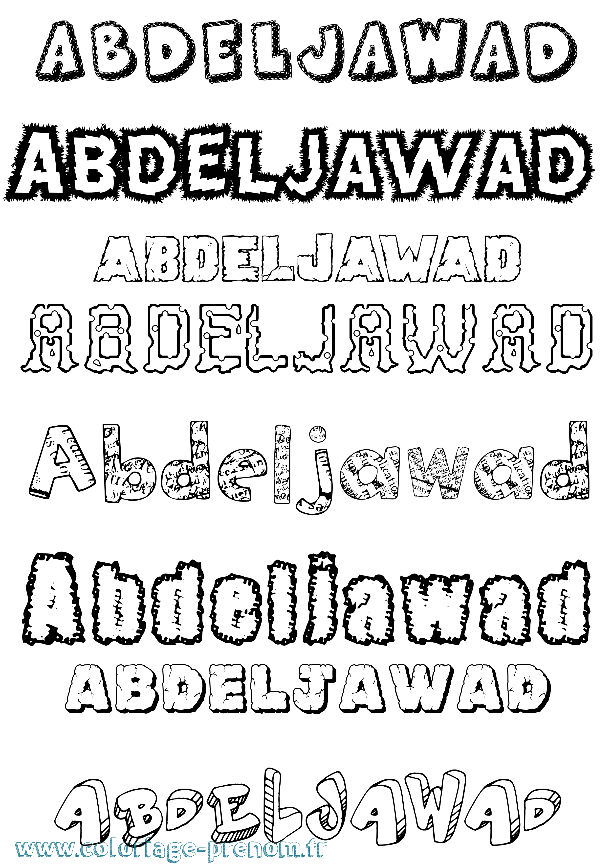 Coloriage prénom Abdeljawad Destructuré