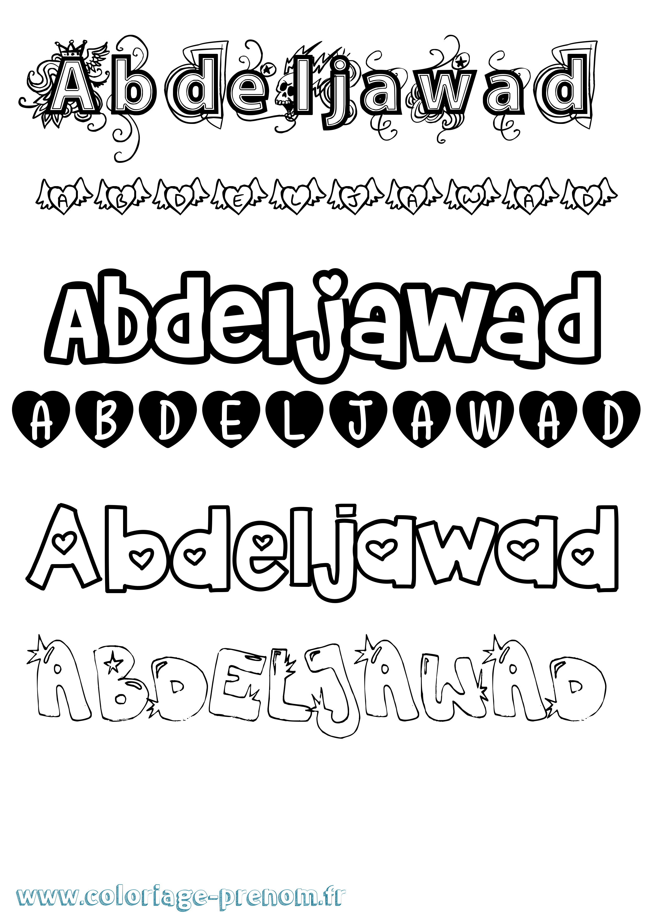 Coloriage prénom Abdeljawad Girly