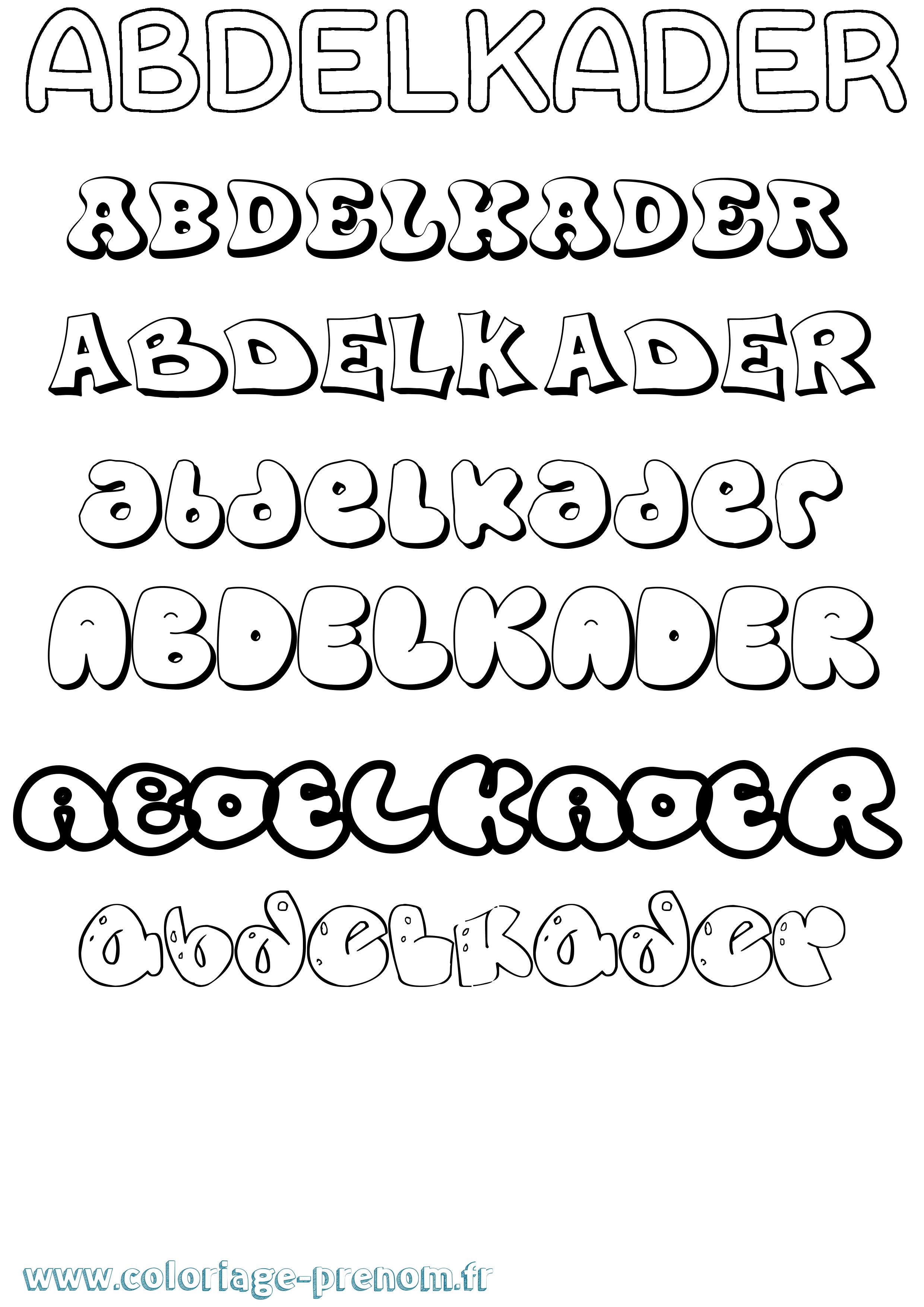 Coloriage Abdelkader Bubble Coloriage prénom Abdelkader Bubble