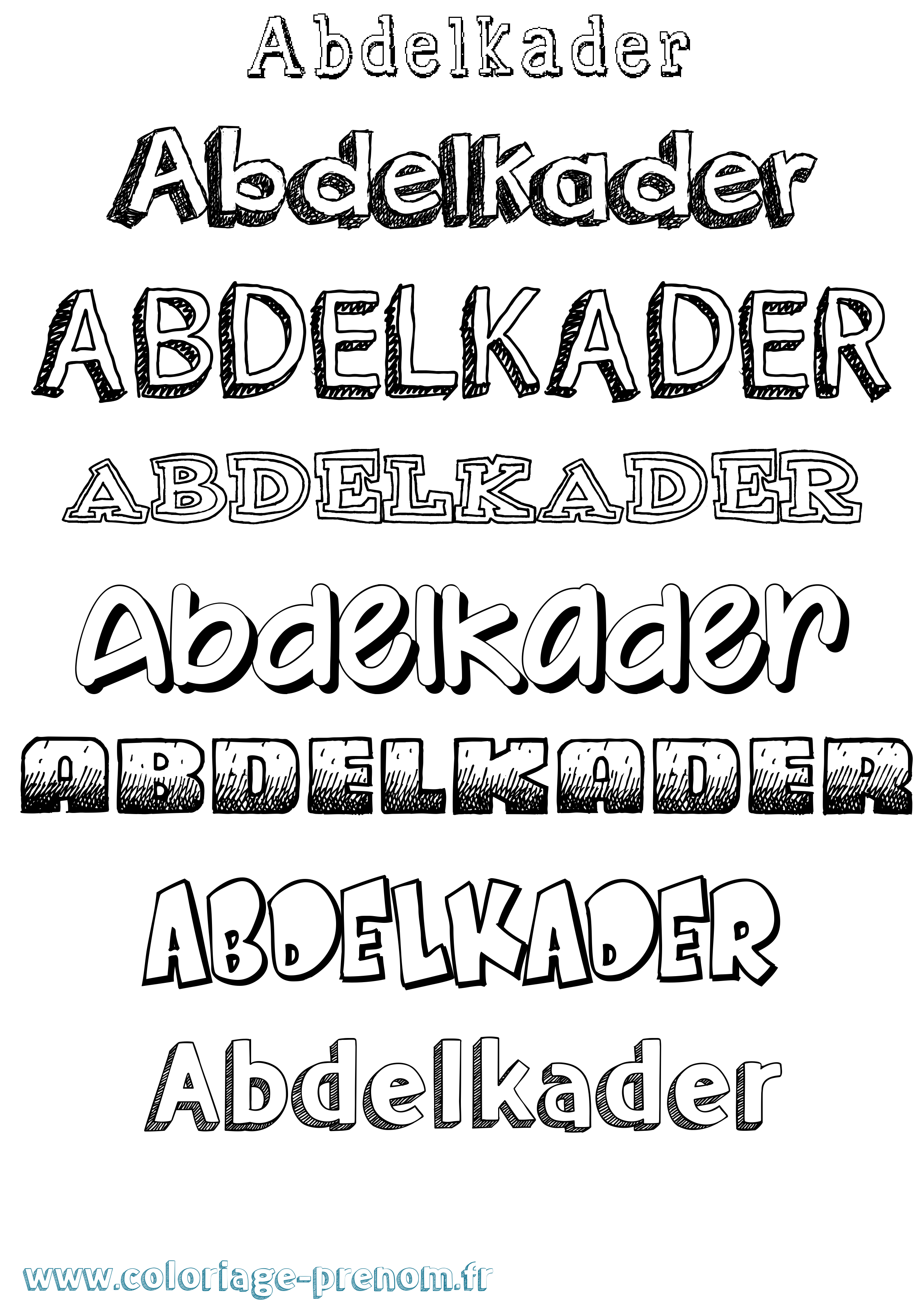 Coloriage Abdelkader Dessiné Coloriage prénom Abdelkader Dessiné